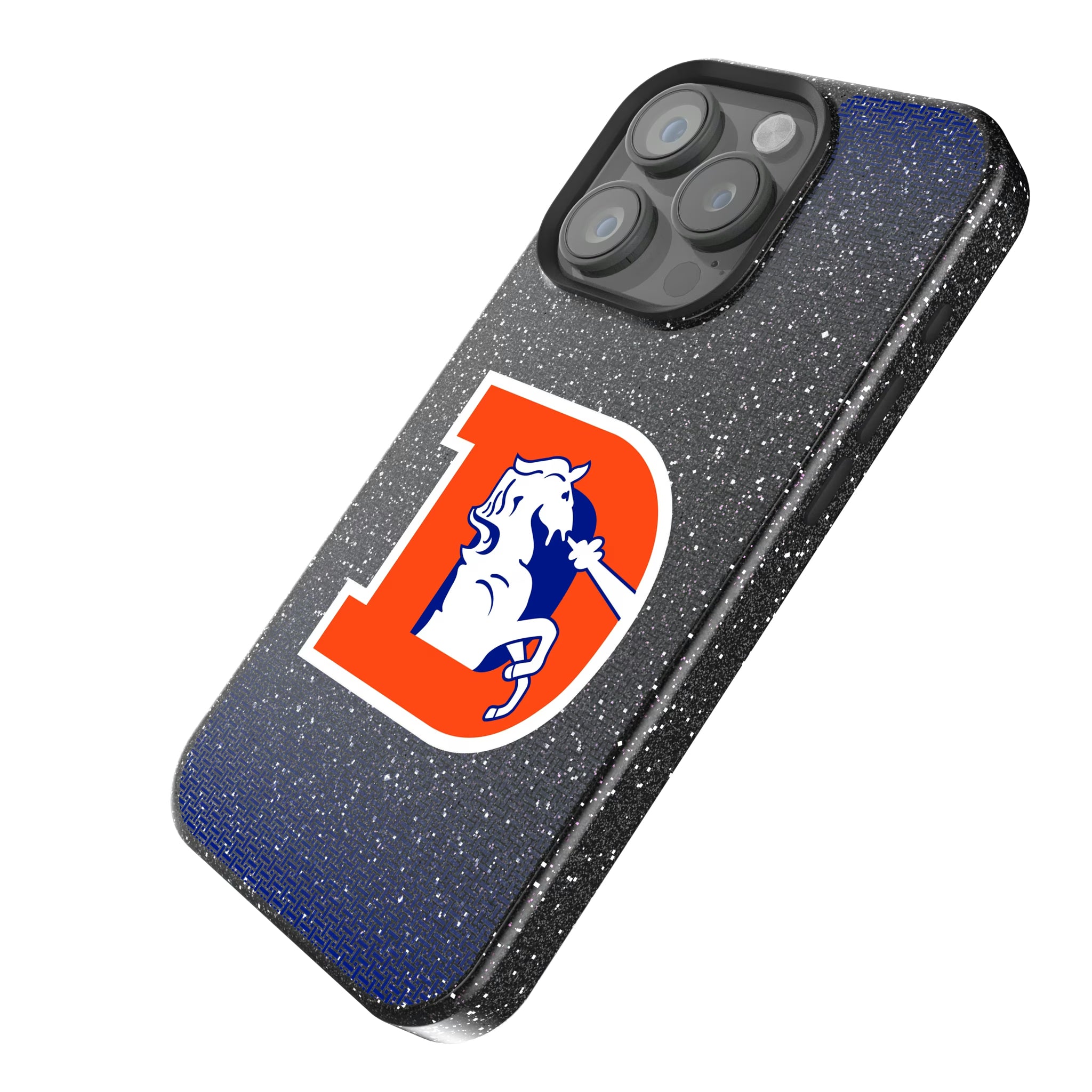 Denver Broncos 1993-1996 Historic Collection Linen iPhone Bling Phone Case for Apple iPhone - Isometric View