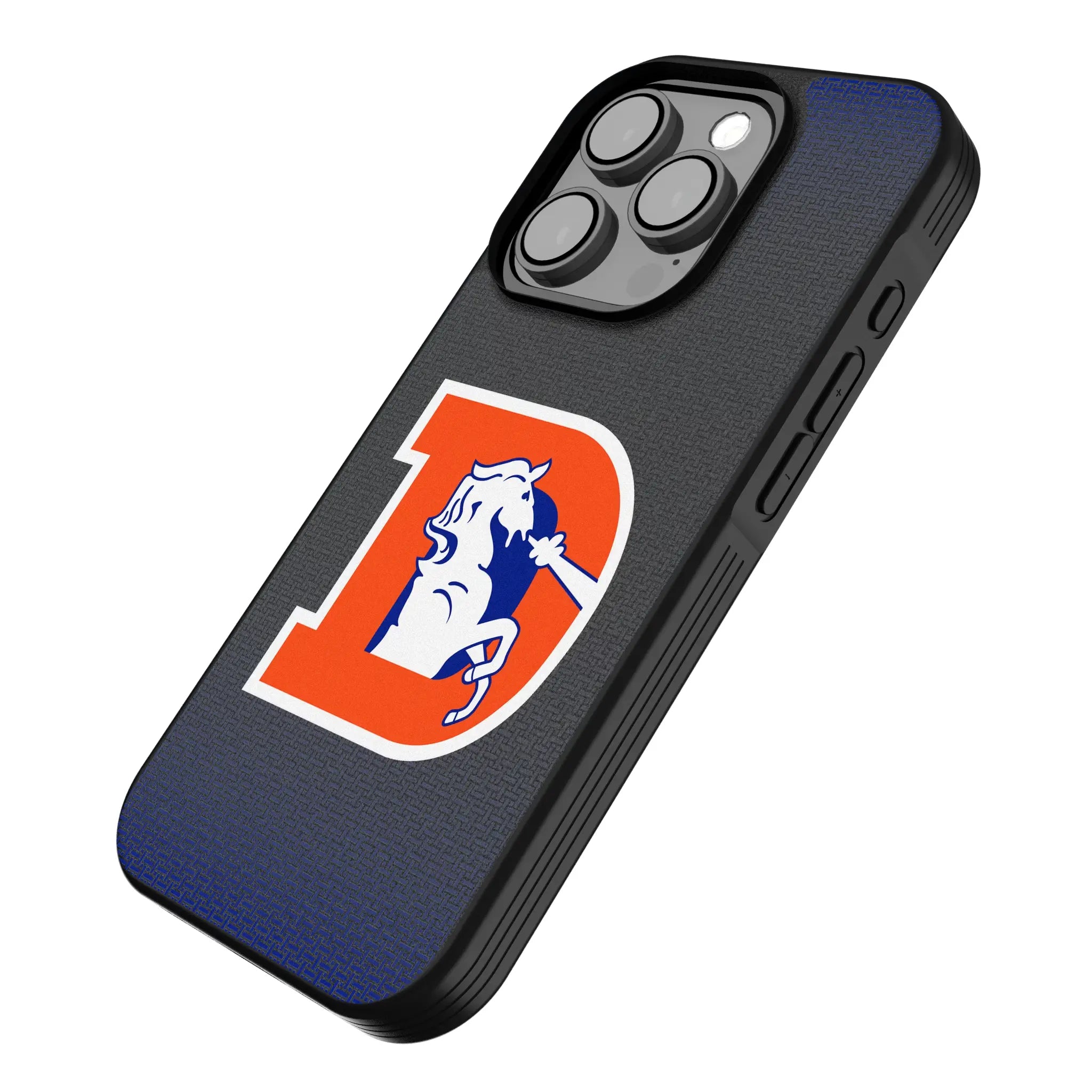 Denver Broncos 1993-1996 Historic Collection Linen iPhone Bump Phone Case for Apple iPhone - Isometric View