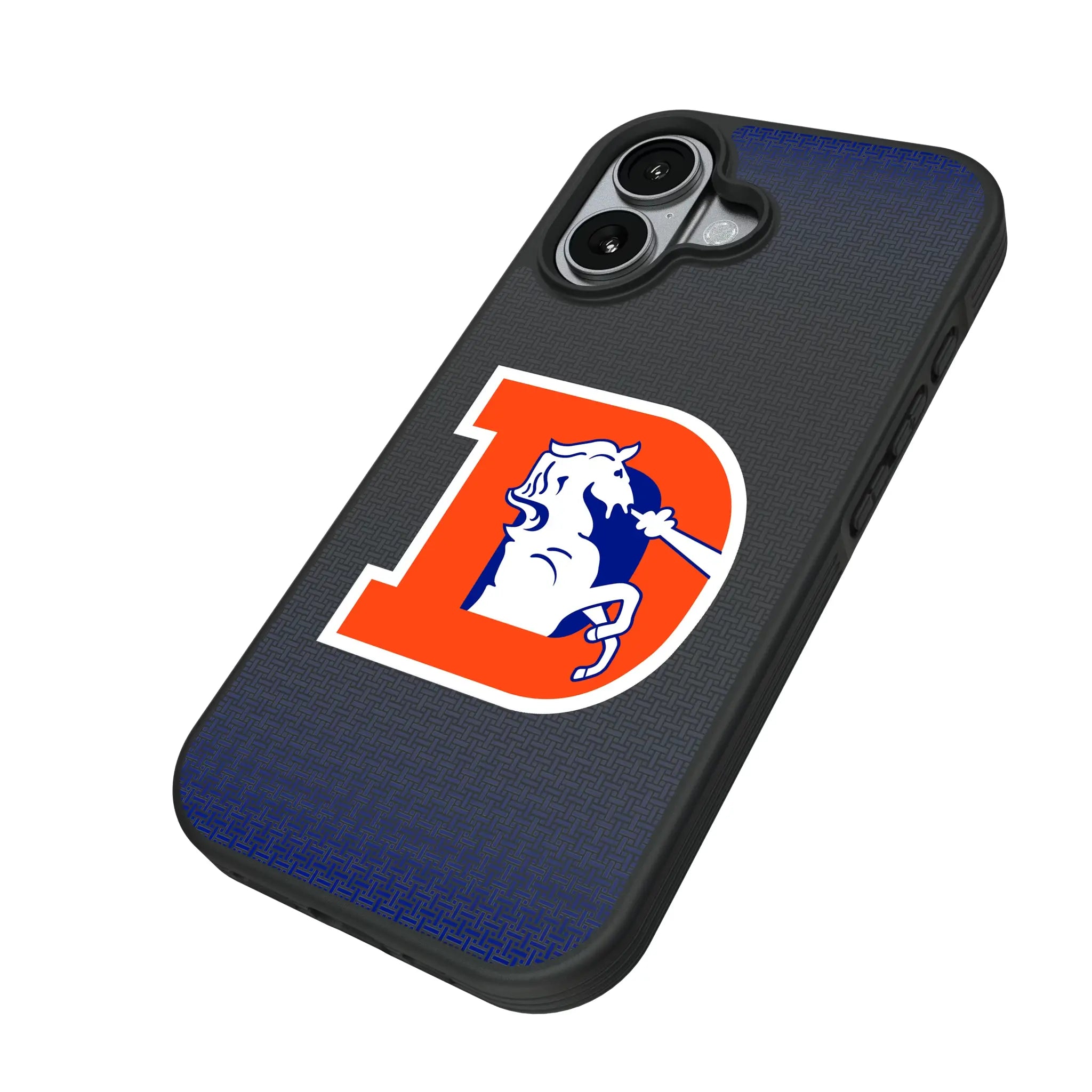 Denver Broncos 1993-1996 Historic Collection Linen iPhone Bump Phone Case for Apple iPhone - Isometric View#Device_iPhone 17