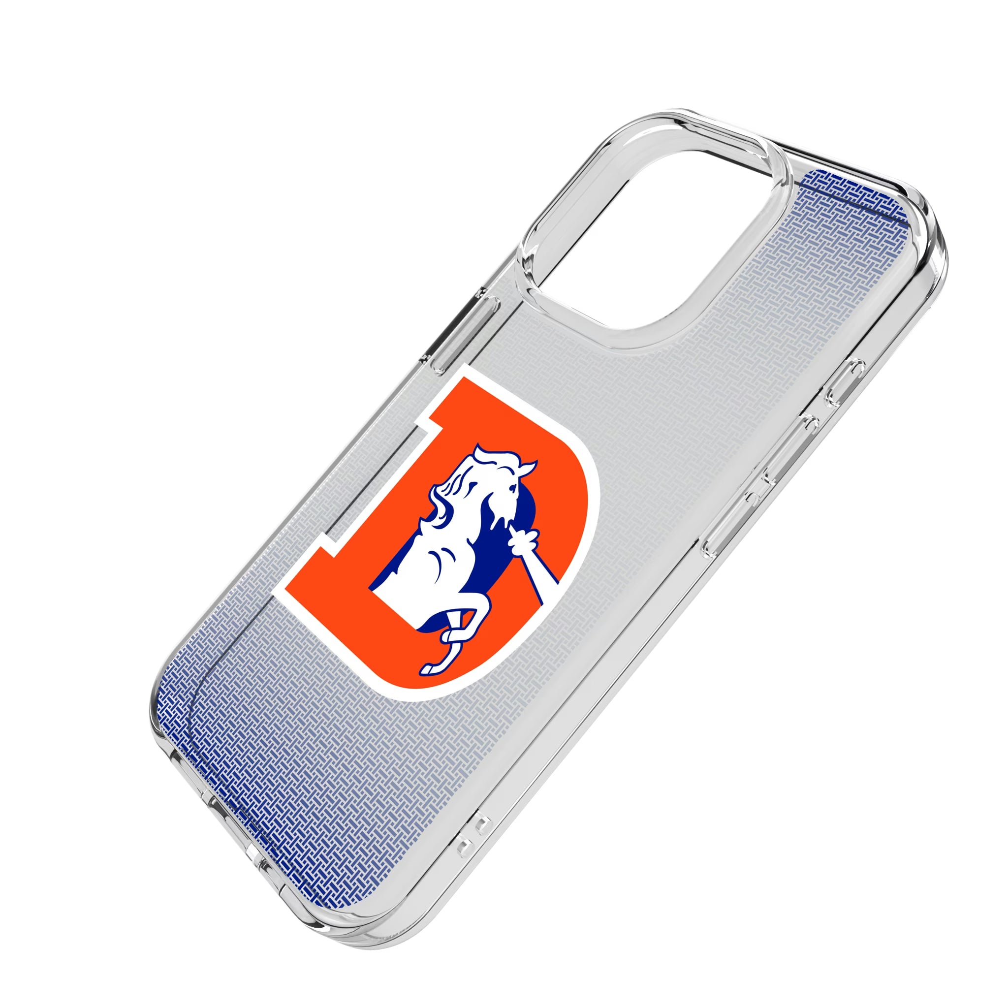 Denver Broncos 1993-1996 Historic Collection Linen iPhone Clear Phone Case for Apple iPhone - Isometric View