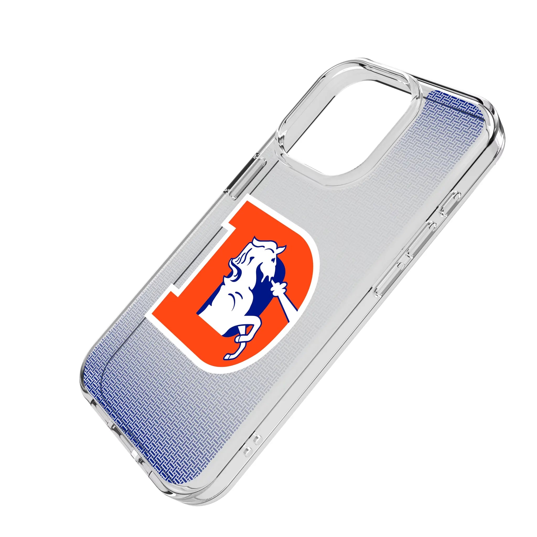 Denver Broncos 1993-1996 Historic Collection Linen iPhone Clear Phone Case for Apple iPhone - Isometric View