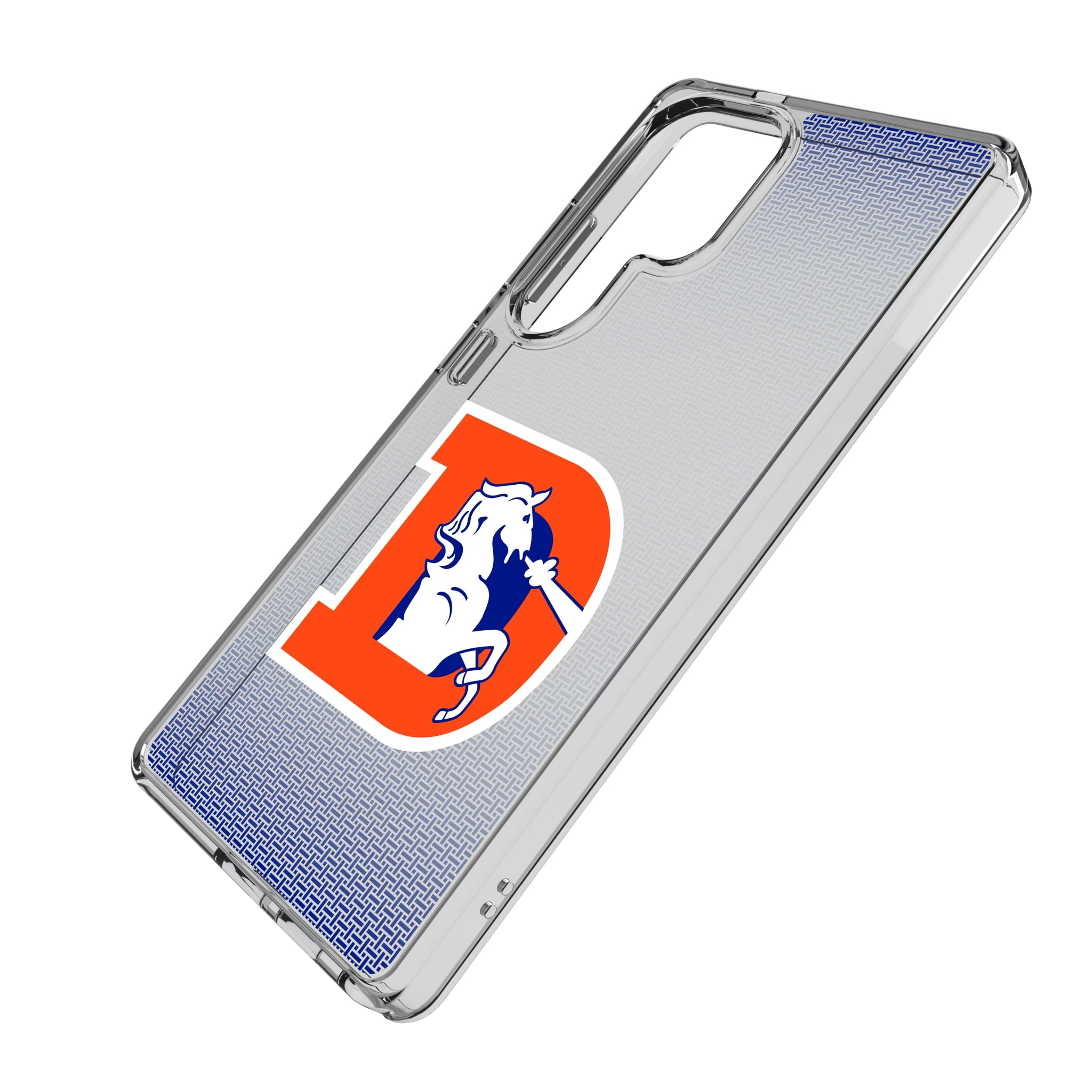 Denver Broncos 1993-1996 Historic Collection Linen Galaxy Clear Phone Case for Samsung Galaxy - Isometric View
