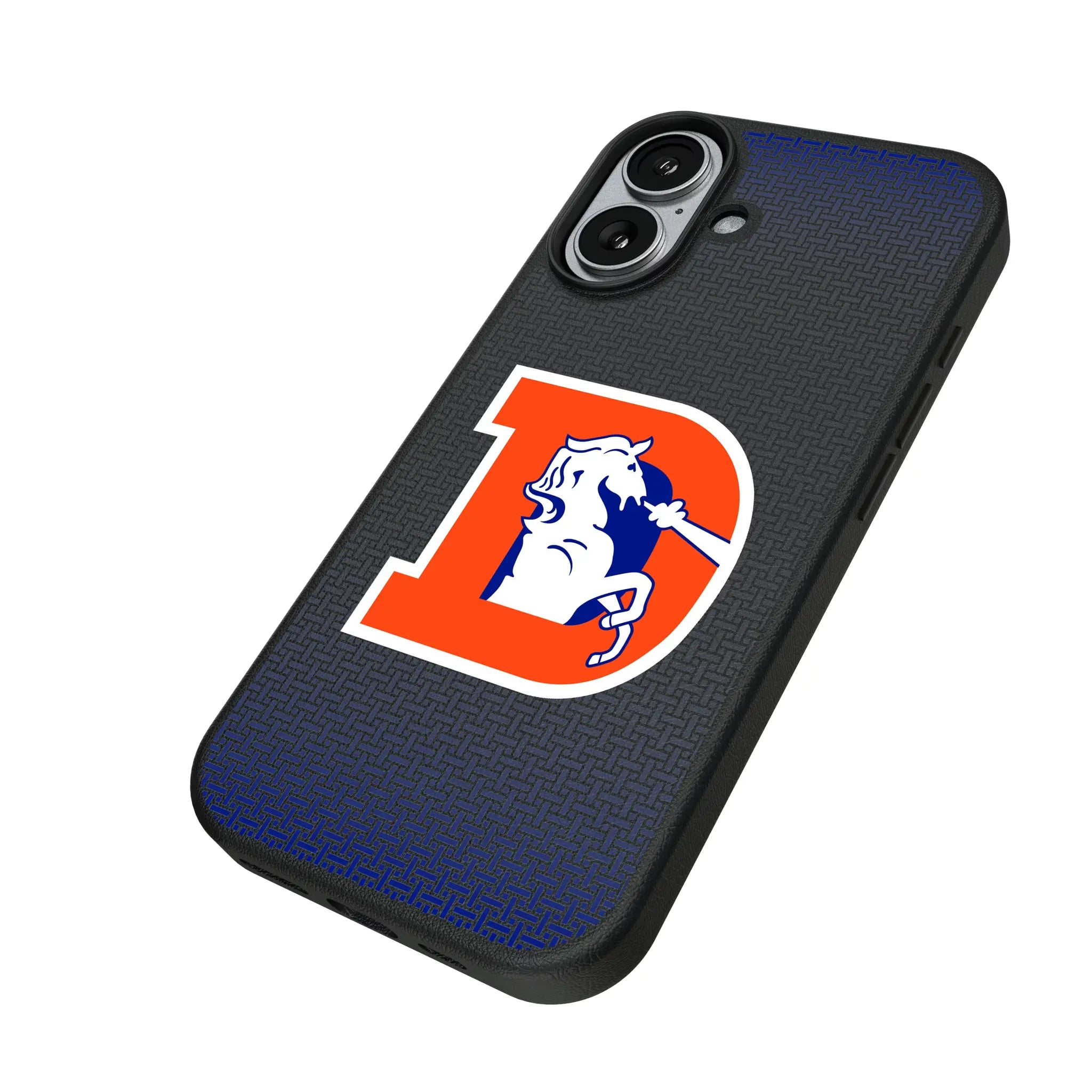 Denver Broncos 1993-1996 Historic Collection Linen iPhone MagSafe Compatible Phone Case for Apple iPhone - Isometric View#Device_iPhone 17