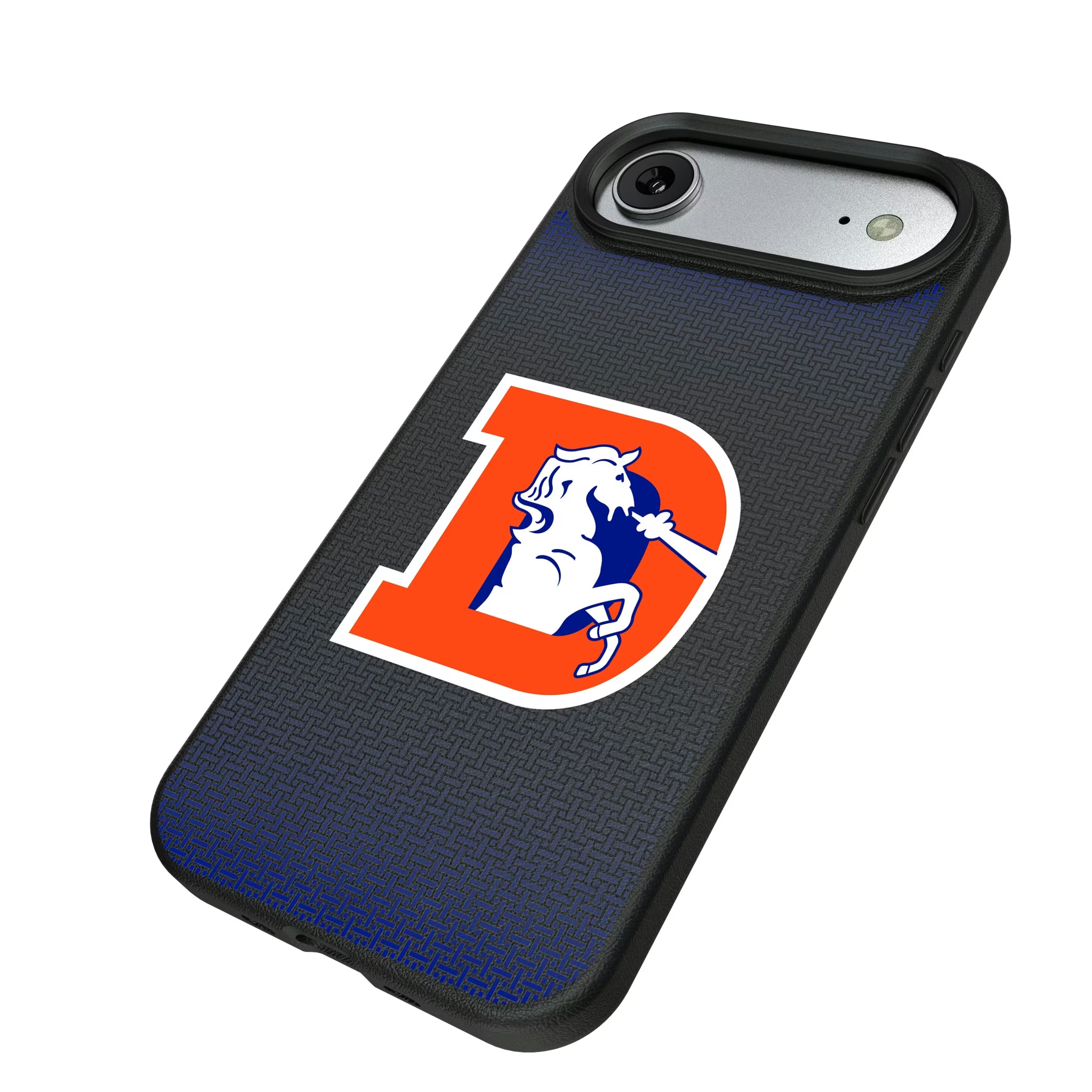 Denver Broncos 1993-1996 Historic Collection Linen iPhone MagSafe Compatible Phone Case for Apple iPhone - Isometric View#Device_iPhone Air