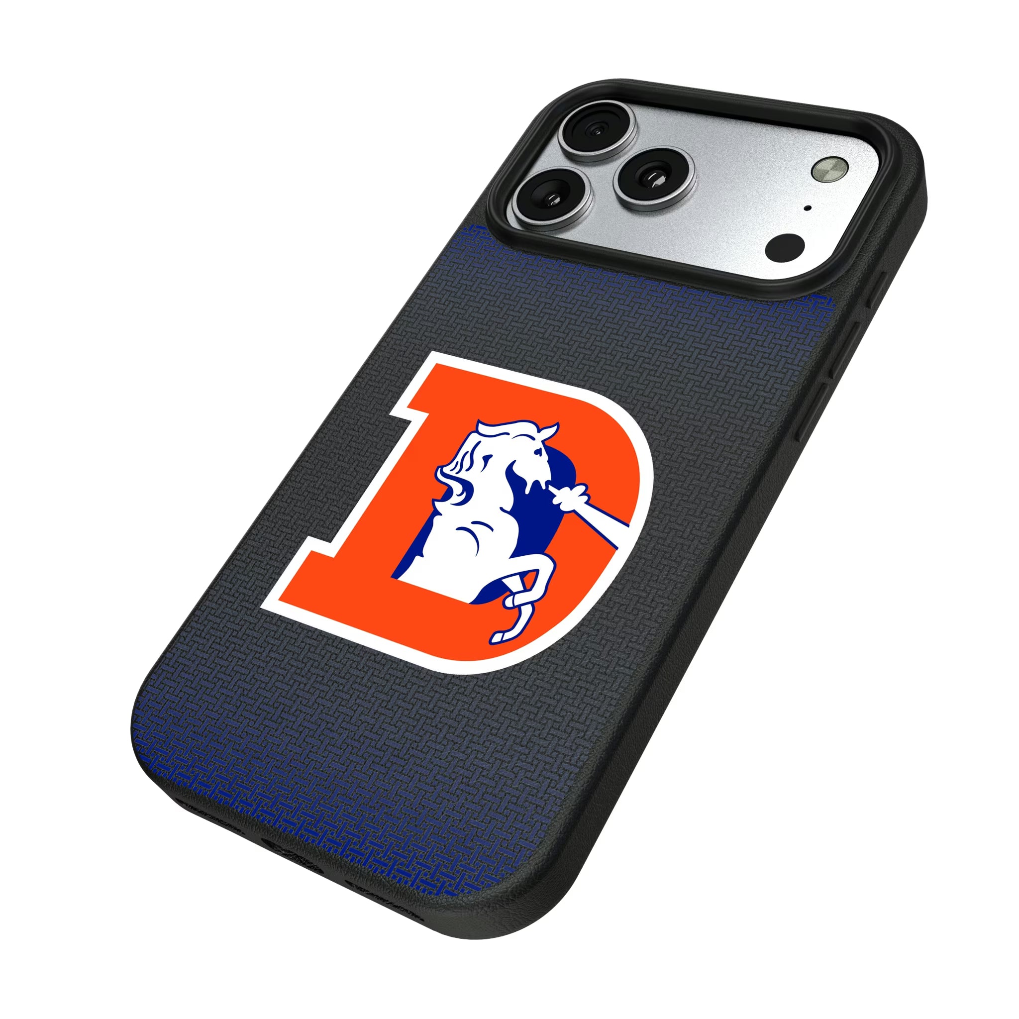 Denver Broncos 1993-1996 Historic Collection Linen iPhone MagSafe Compatible Phone Case for Apple iPhone - Isometric View#Device_iPhone 17 Pro Max