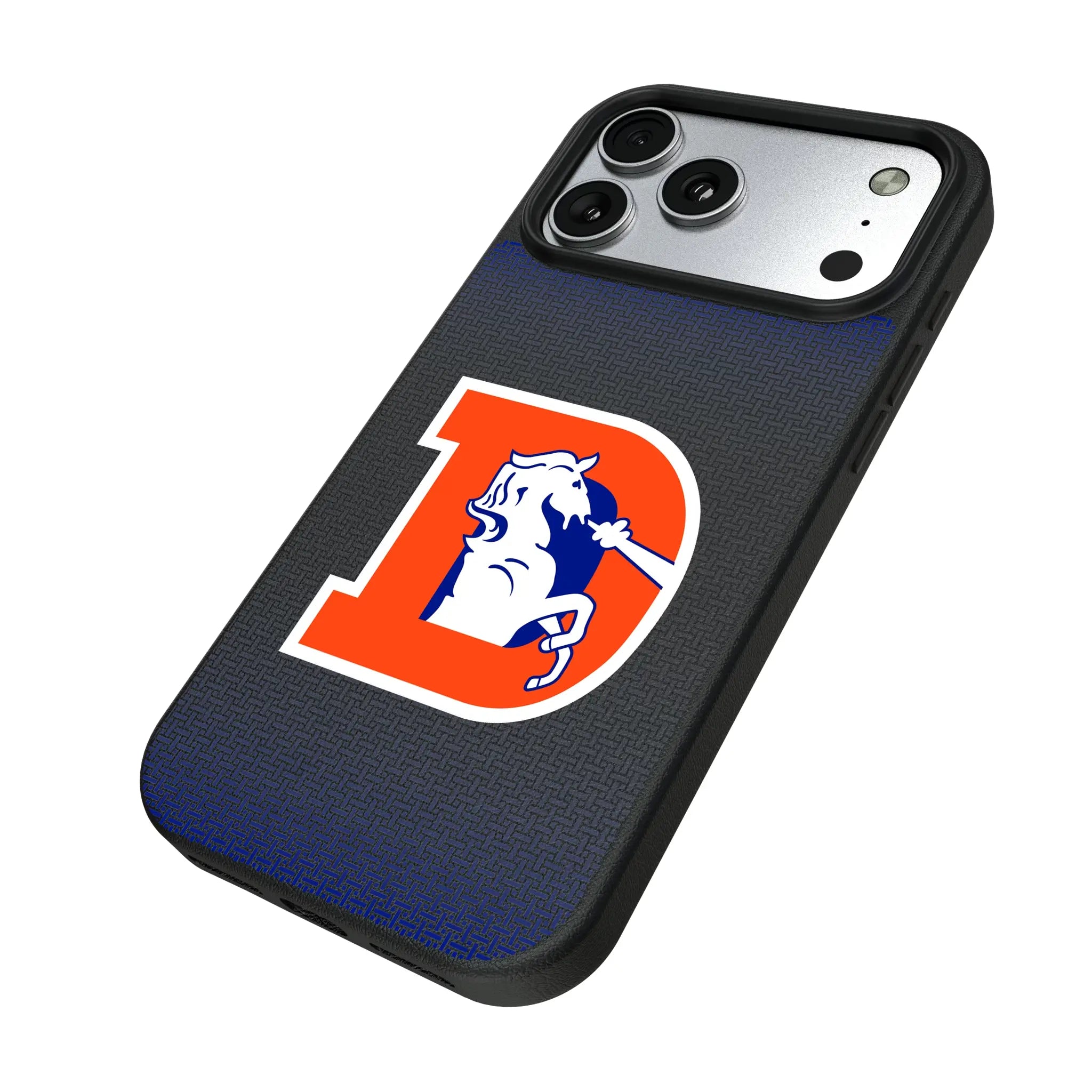 Denver Broncos 1993-1996 Historic Collection Linen iPhone MagSafe Compatible Phone Case for Apple iPhone - Isometric View#Device_iPhone 17 Pro Max