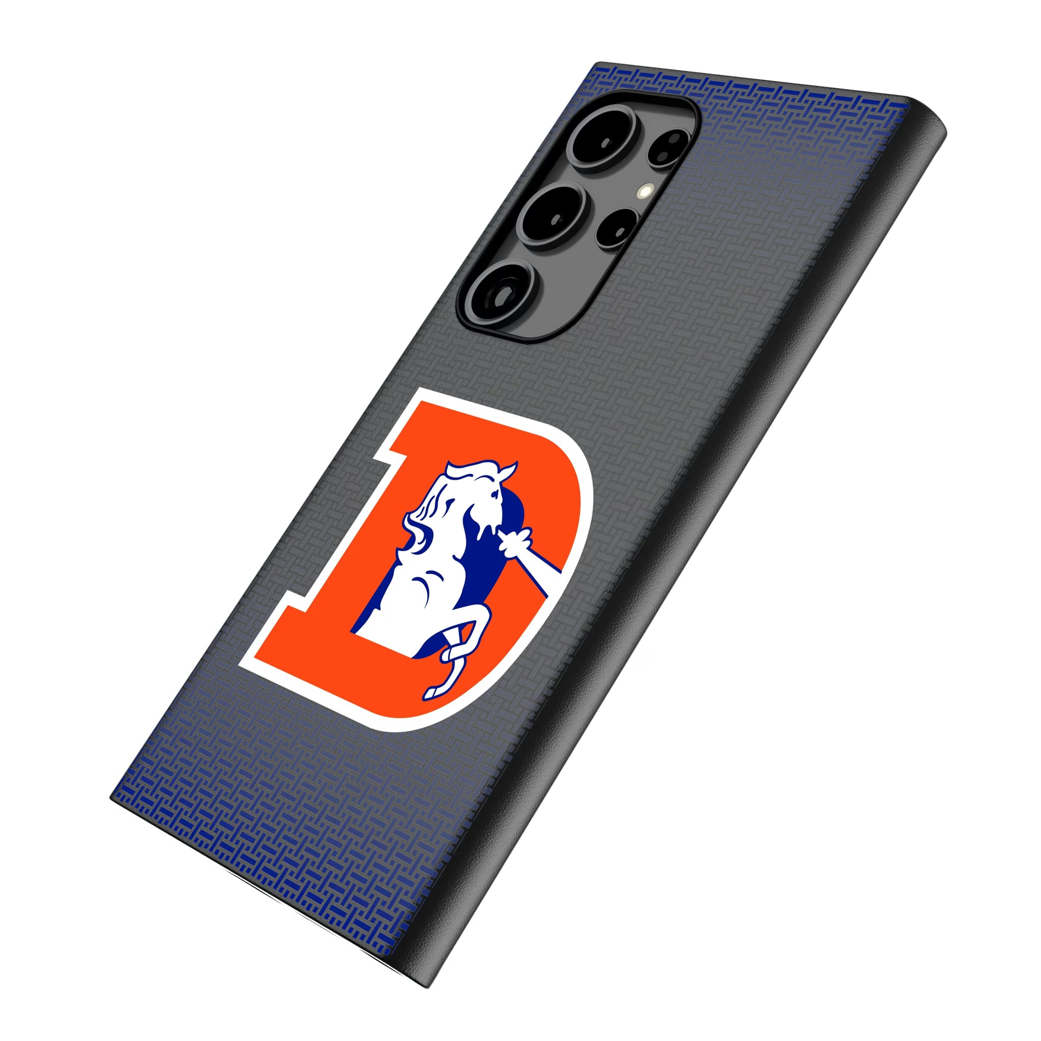 Denver Broncos 1993-1996 Historic Collection Linen Galaxy MagSafe Compatible Phone Case for Samsung Galaxy - Isometric View