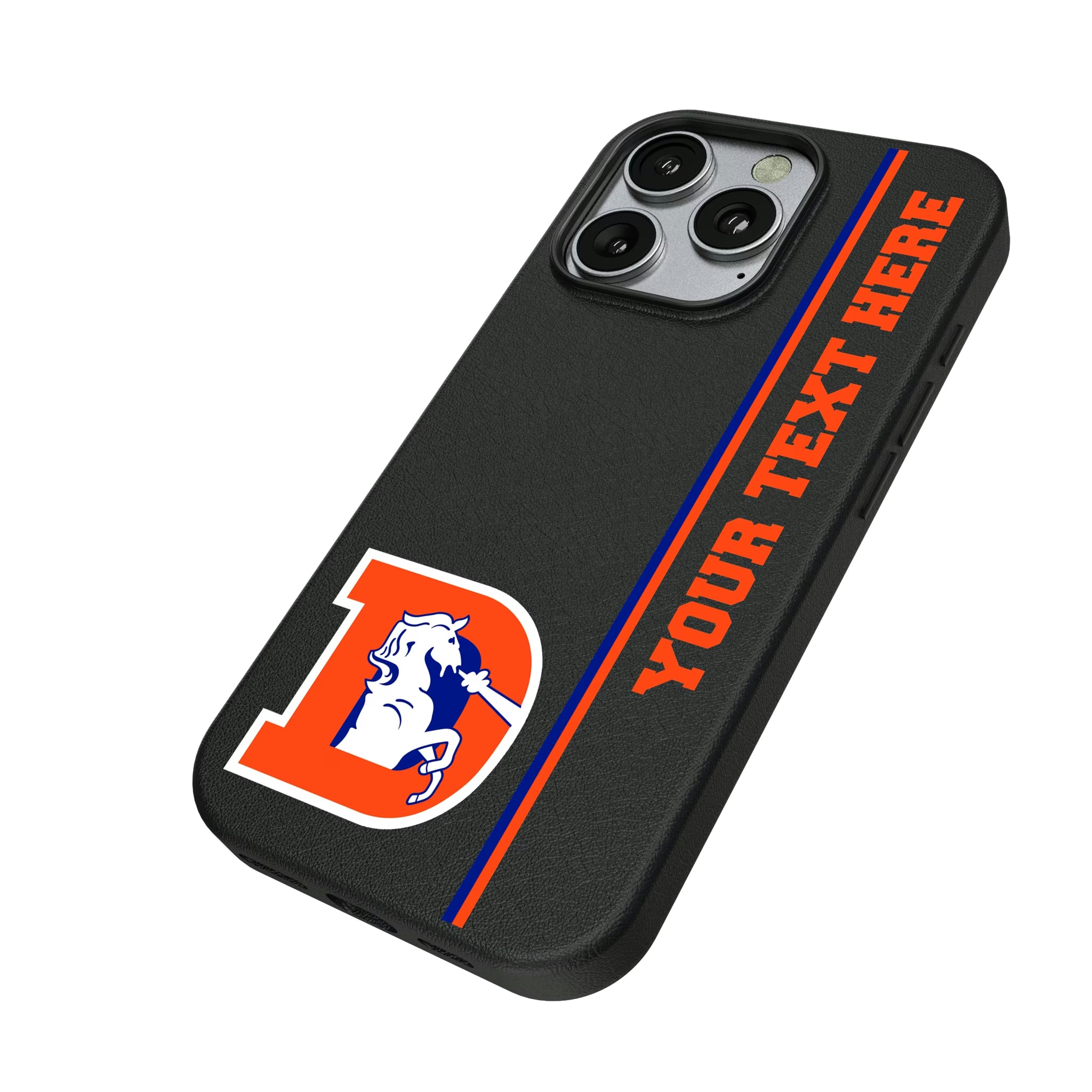 Denver Broncos 1993-1996 Historic Collection Personalized Sidebard iPhone MagSafe Compatible Phone Case for Apple iPhone - Isometric View