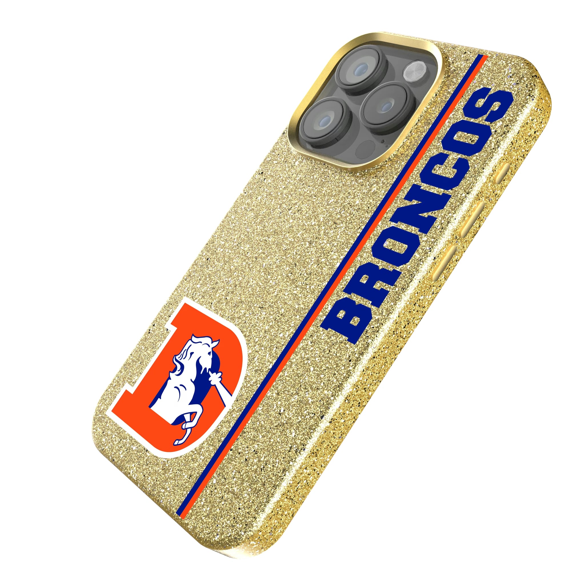 Denver Broncos 1993-1996 Historic Collection Sidebar iPhone Bling Phone Case for Apple iPhone - Isometric View