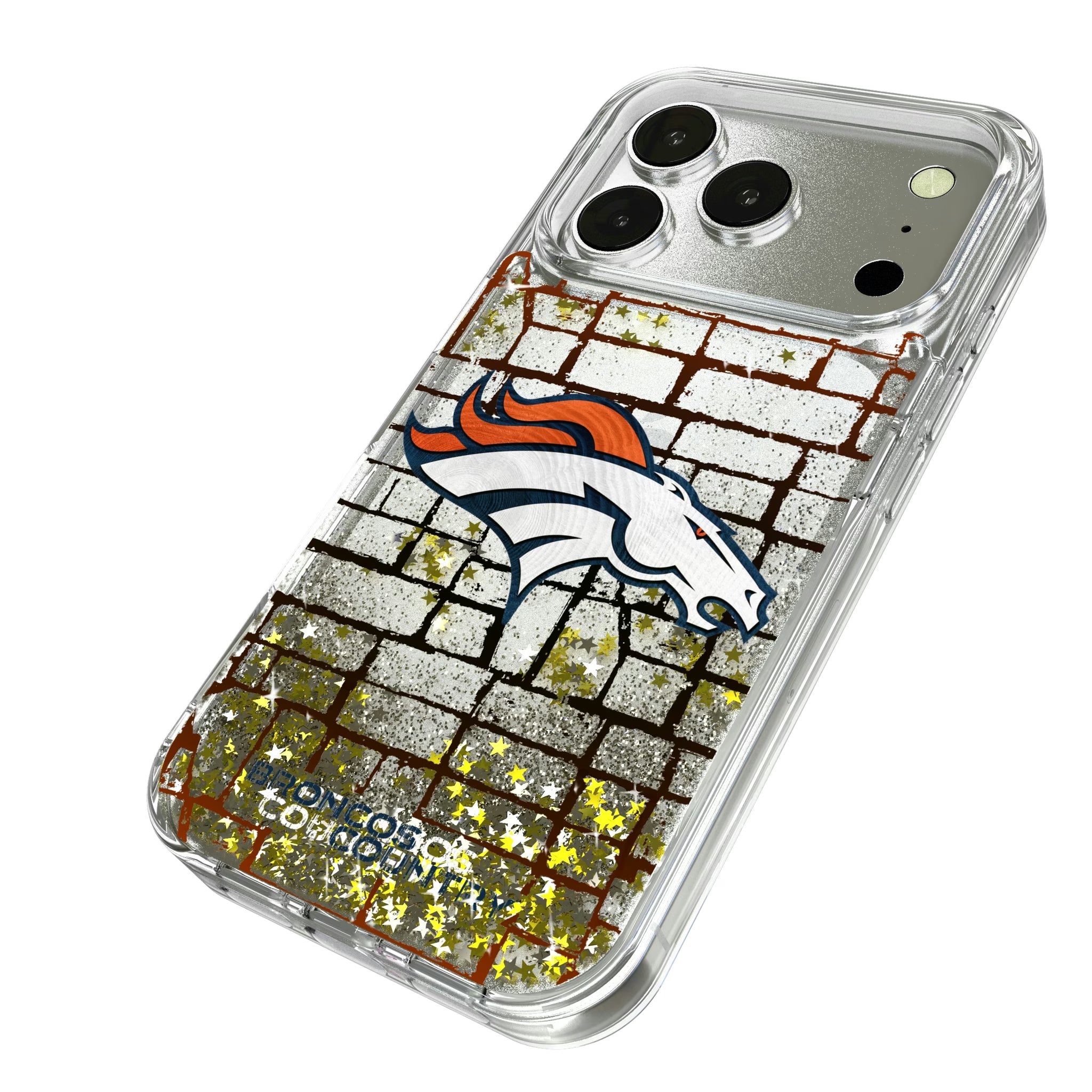 Denver Broncos Brick iPhone Glitter Phone Case for Apple iPhone - Isometric View