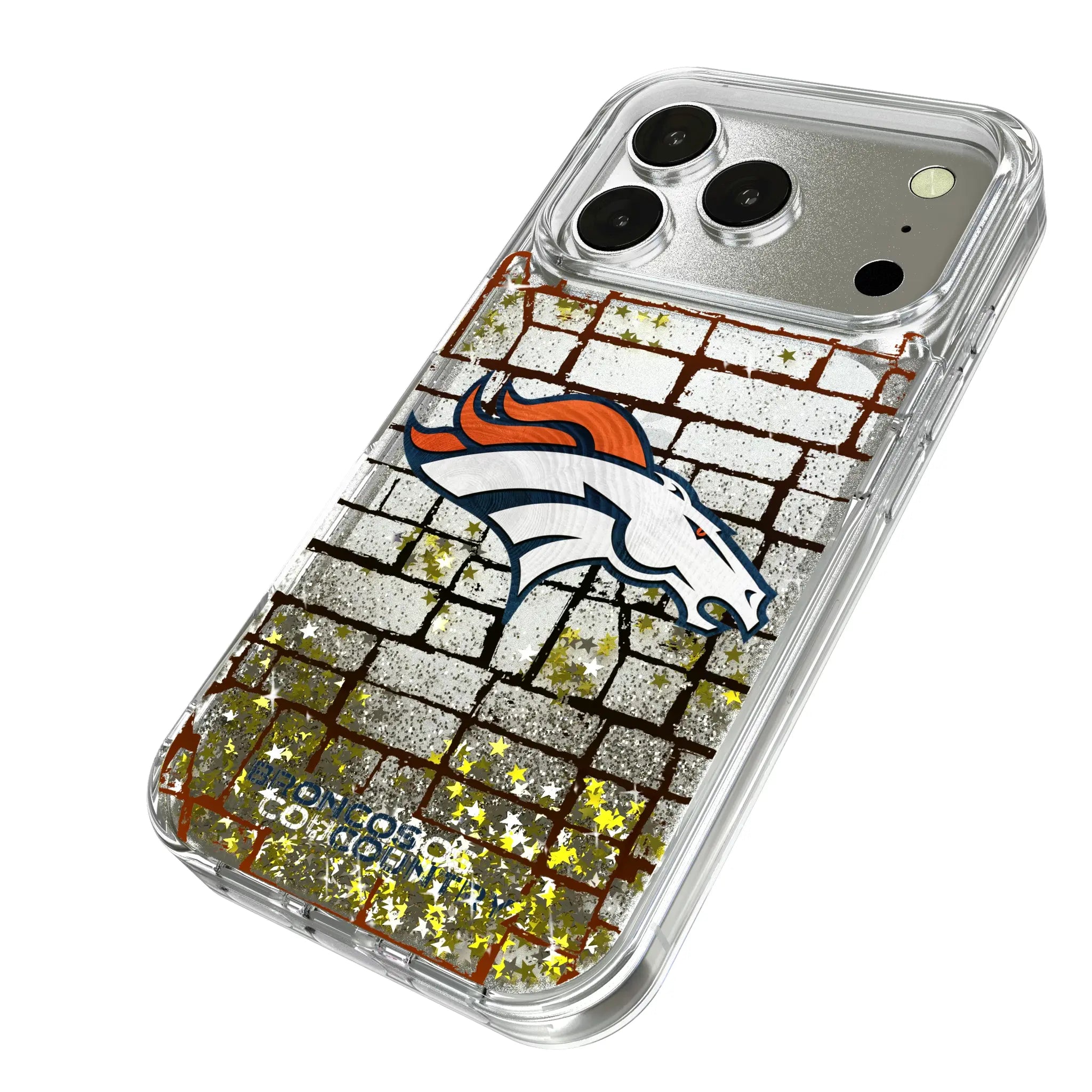 Denver Broncos Brick iPhone Glitter Phone Case for Apple iPhone - Isometric View