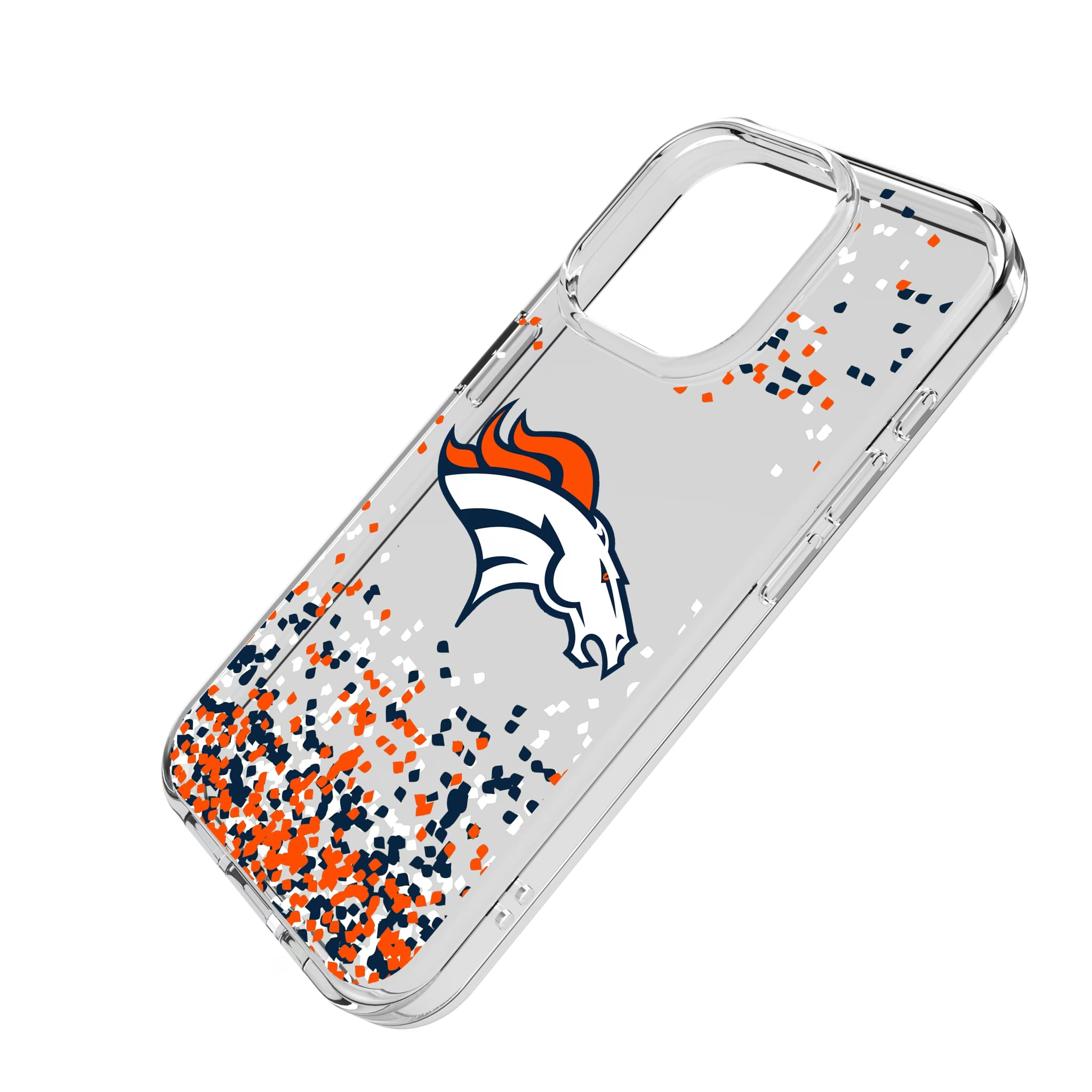 Denver Broncos Confetti iPhone Clear Phone Case for Apple iPhone - Isometric View