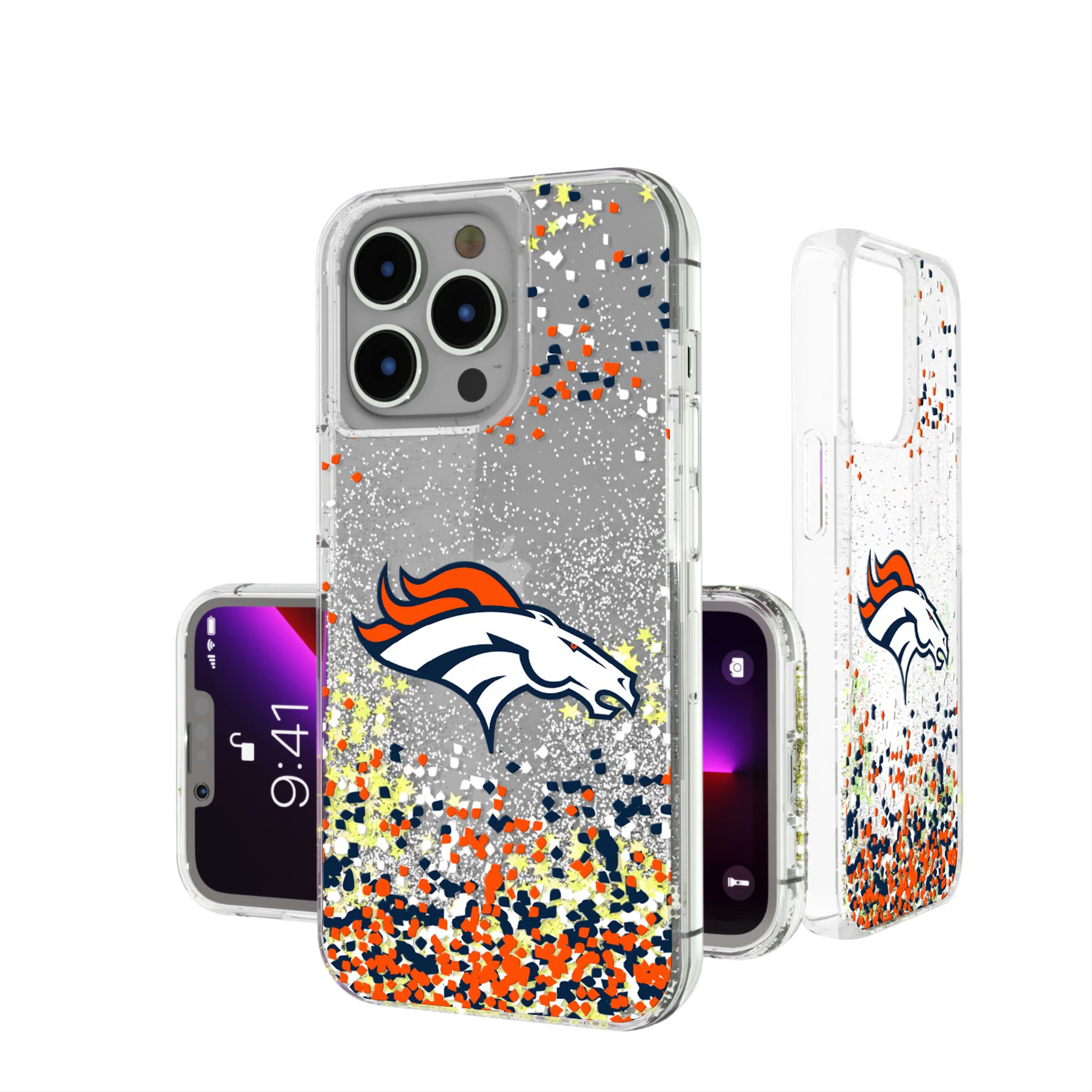 Denver Broncos Confetti iPhone Glitter Phone Case for Apple iPhone