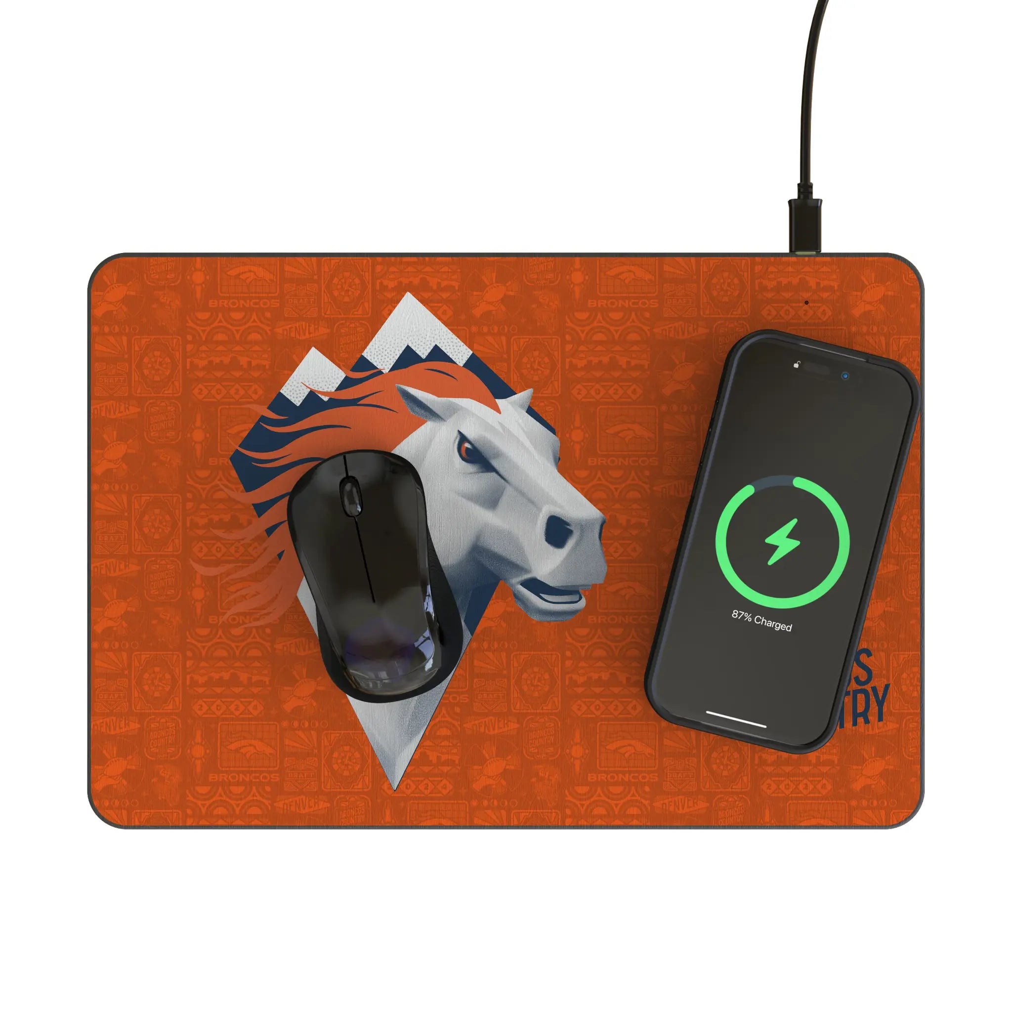 Denver Broncos Deco 15-Watt Wireless Charger and Mouse Pad - Lifestyle