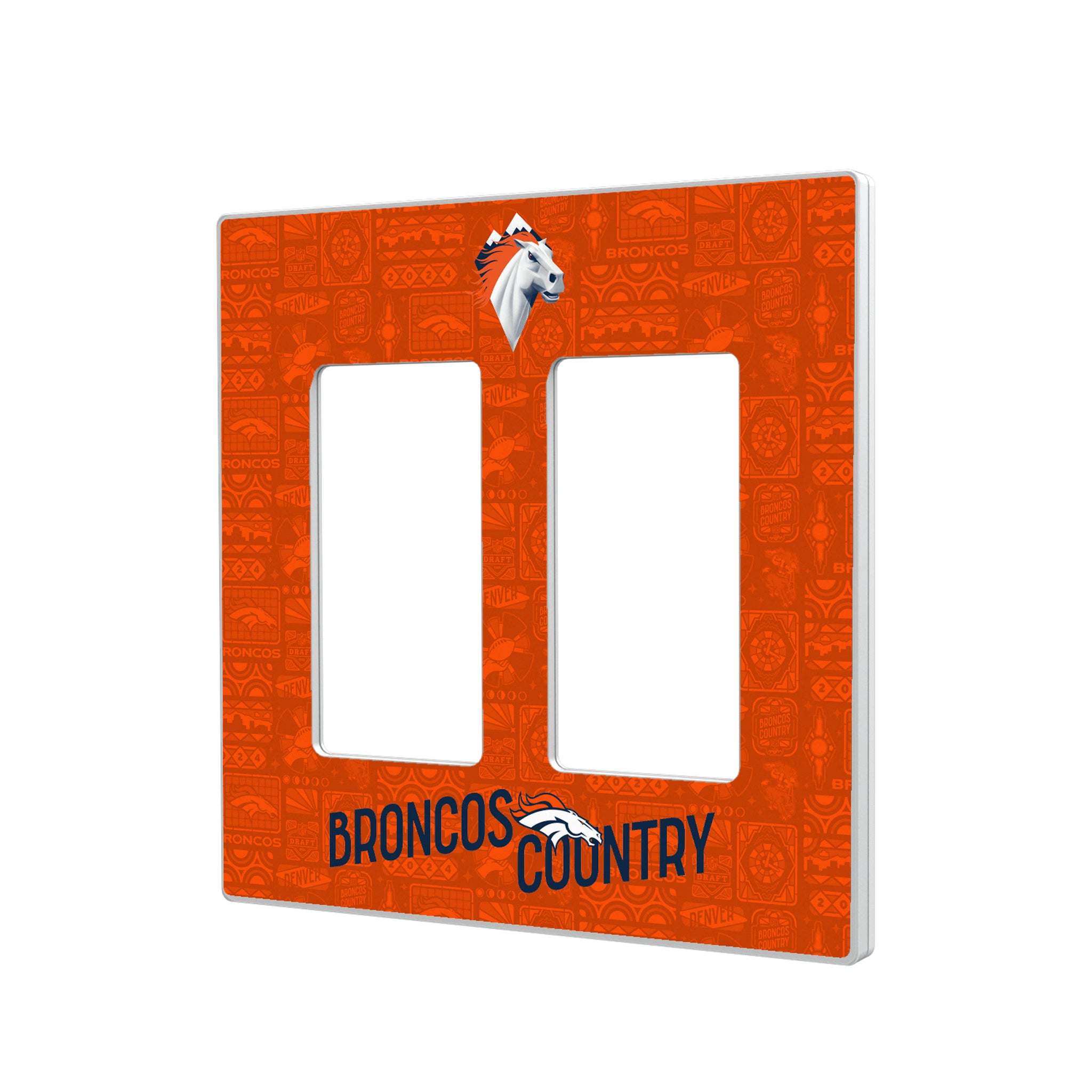 Denver Broncos Deco Hidden-Screw Light Switch Plate#Style_Double Rocker