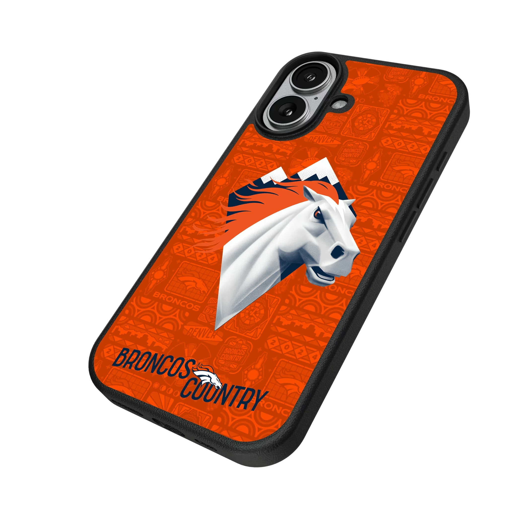 Denver Broncos Deco iPhone MagSafe Compatible Phone Case for Apple iPhone - Isometric View#Device_iPhone 17