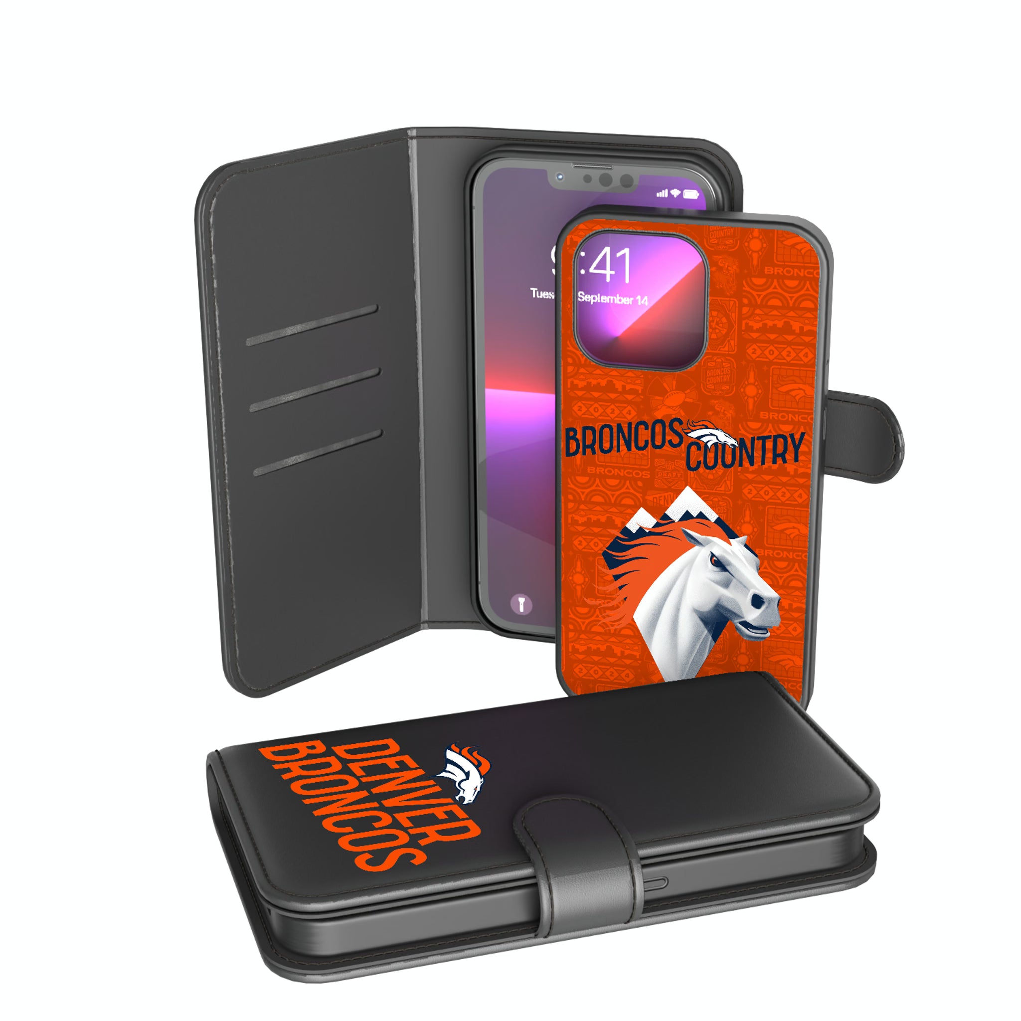Denver Broncos Deco iPhone Wallet Phone Case for Apple iPhone