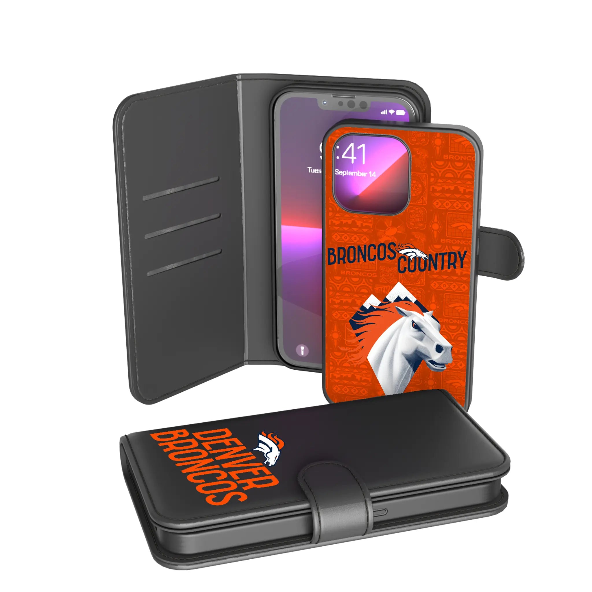 Denver Broncos Deco iPhone Wallet Phone Case for Apple iPhone