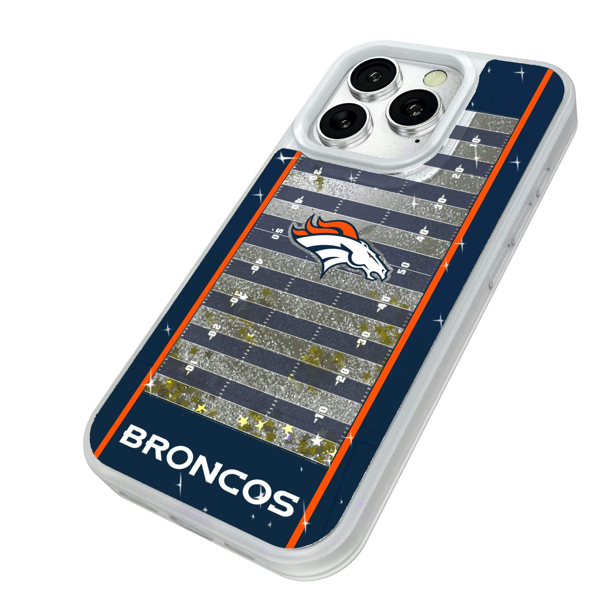 Denver Broncos Field iPhone Glitter Phone Case for Apple iPhone - Isometric View#Device_iPhone 16 Pro