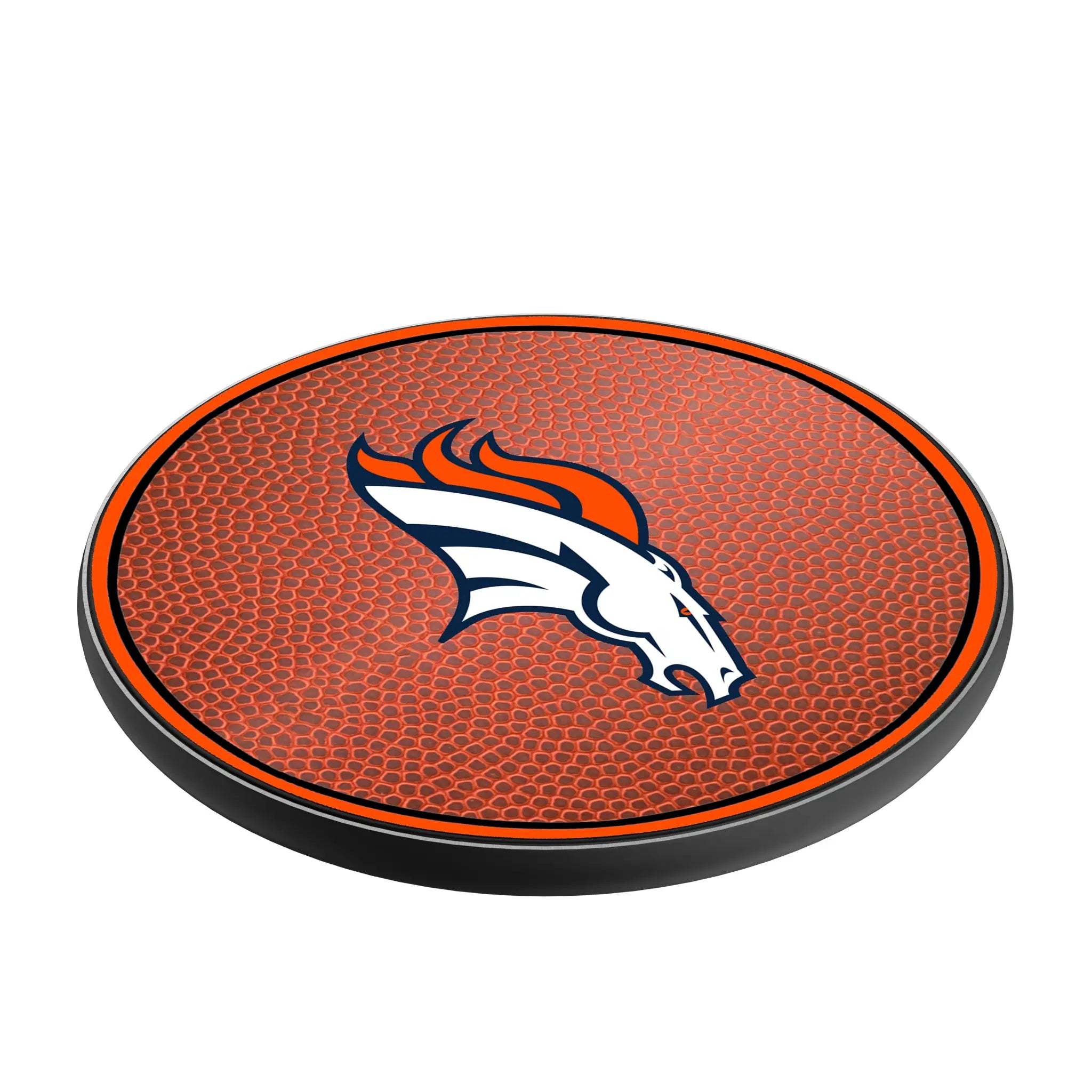 Denver Broncos Football 15-Watt Wireless Charger - Isometric View