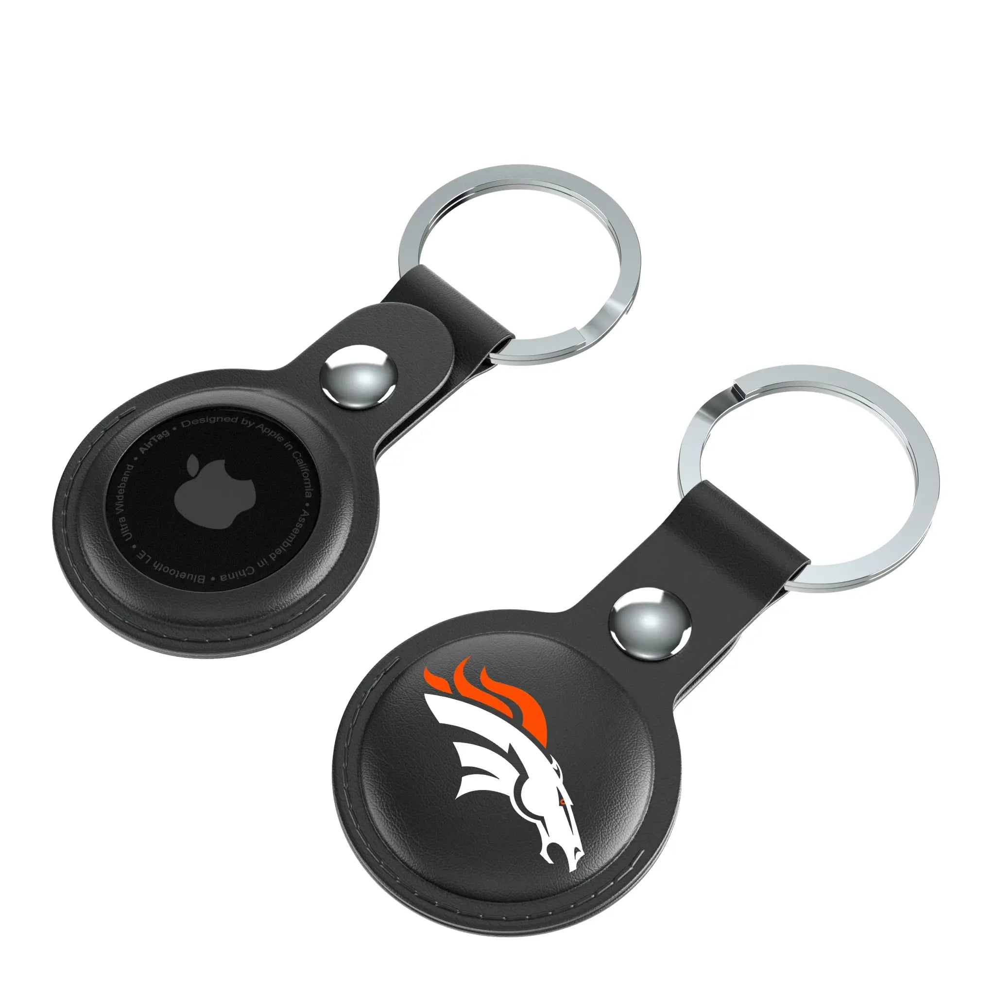 Denver Broncos Insignia AirTag Black Airtag Holder 2-Pack - Isometric View
