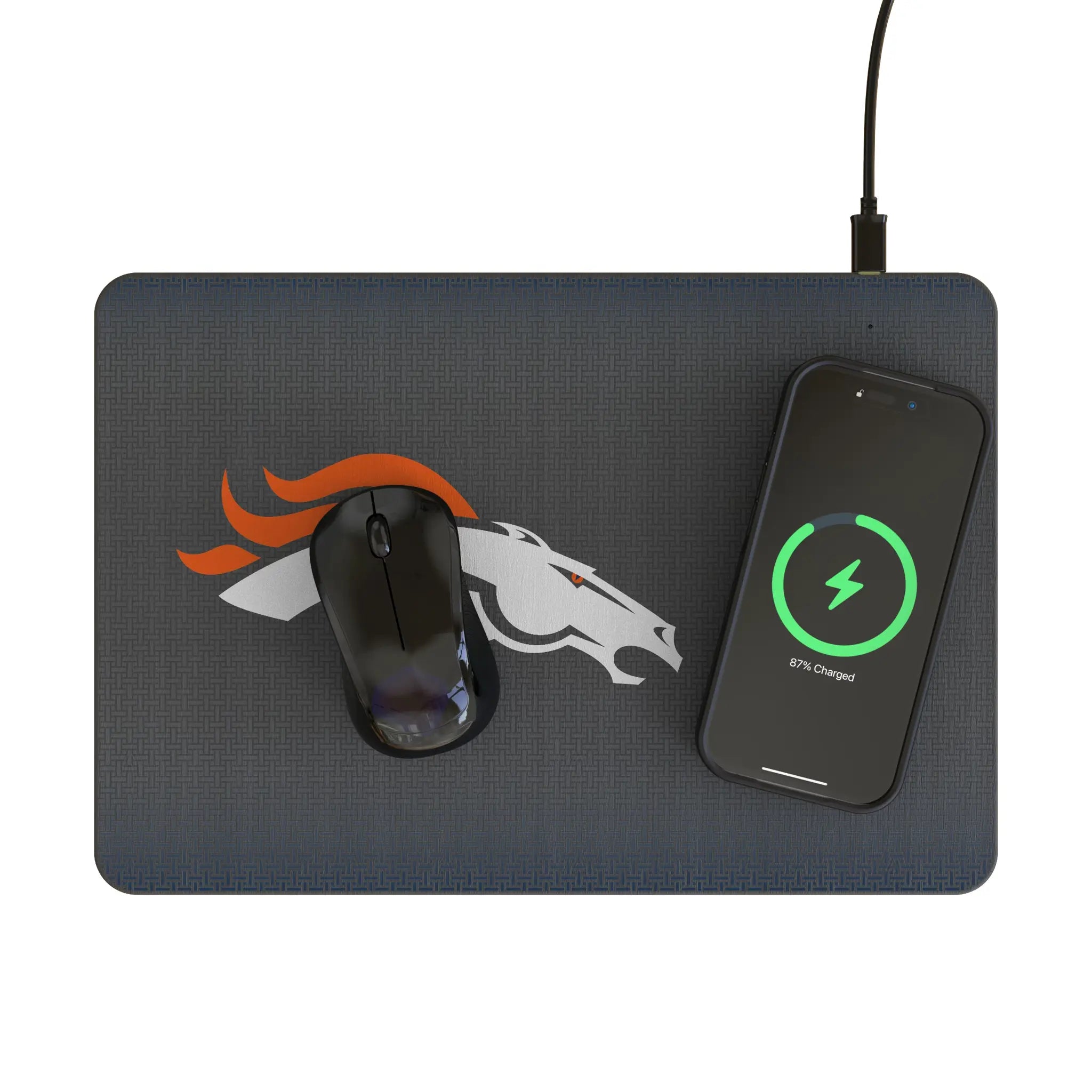 Denver Broncos Linen 15-Watt Wireless Charger and Mouse Pad - Lifestyle