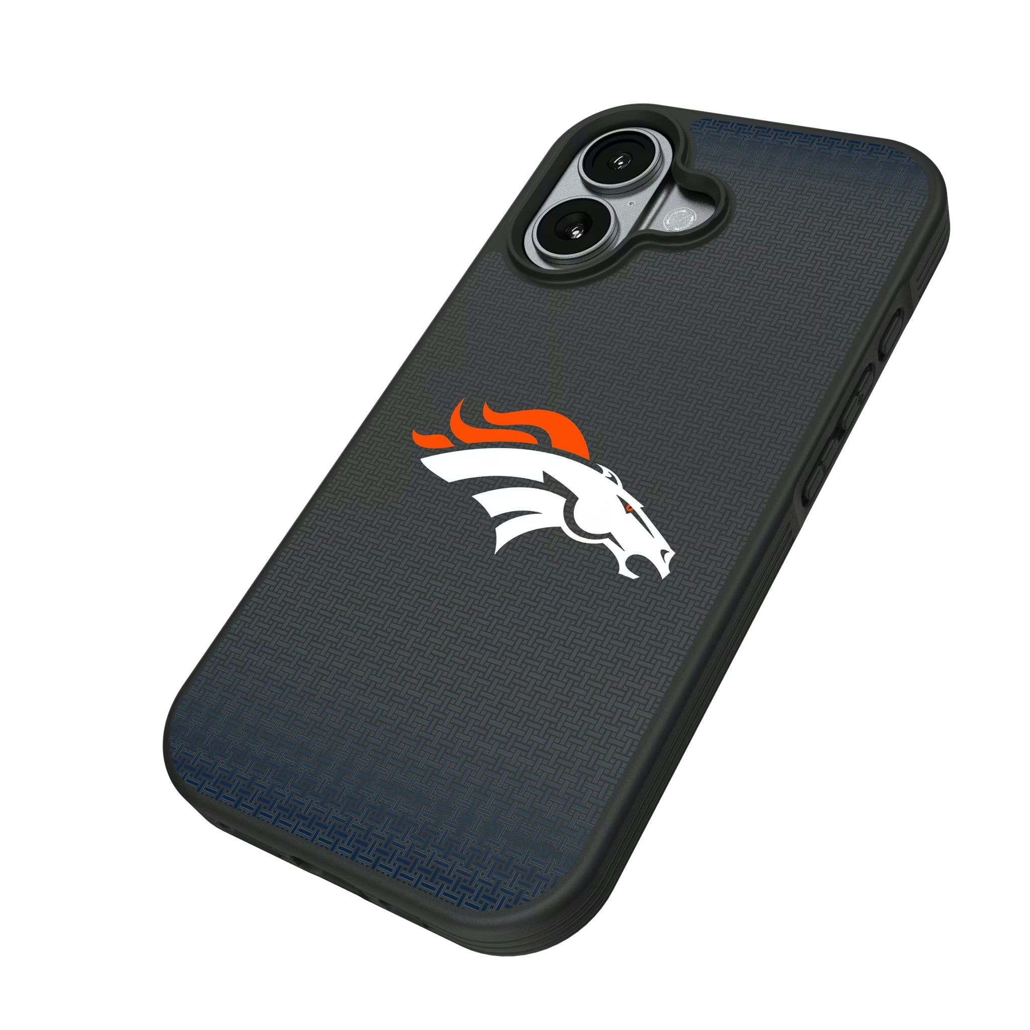 Denver Broncos Linen iPhone Bump Phone Case for Apple iPhone - Isometric View#Device_iPhone 17