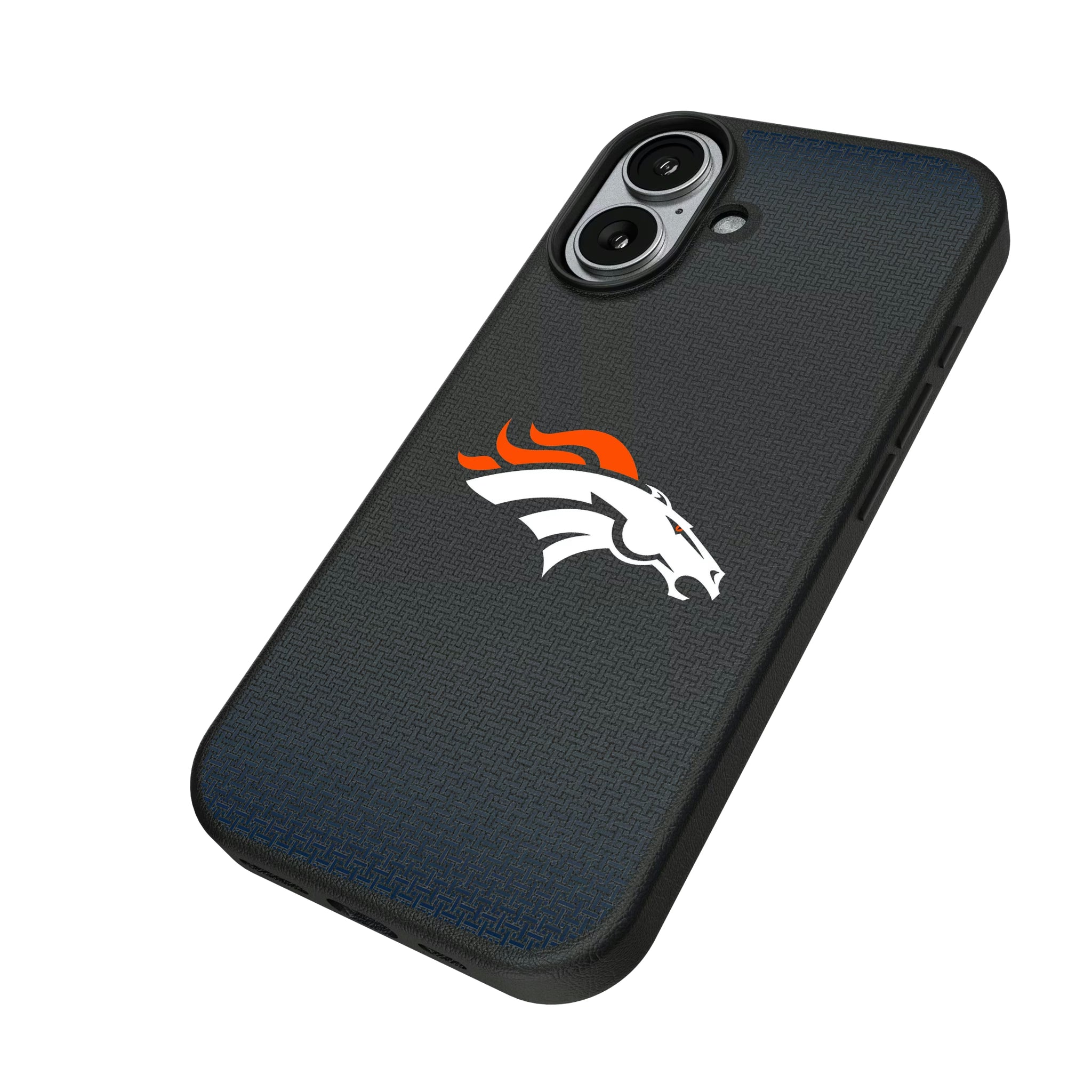 Denver Broncos Linen iPhone MagSafe Compatible Phone Case for Apple iPhone - Isometric View#Device_iPhone 17