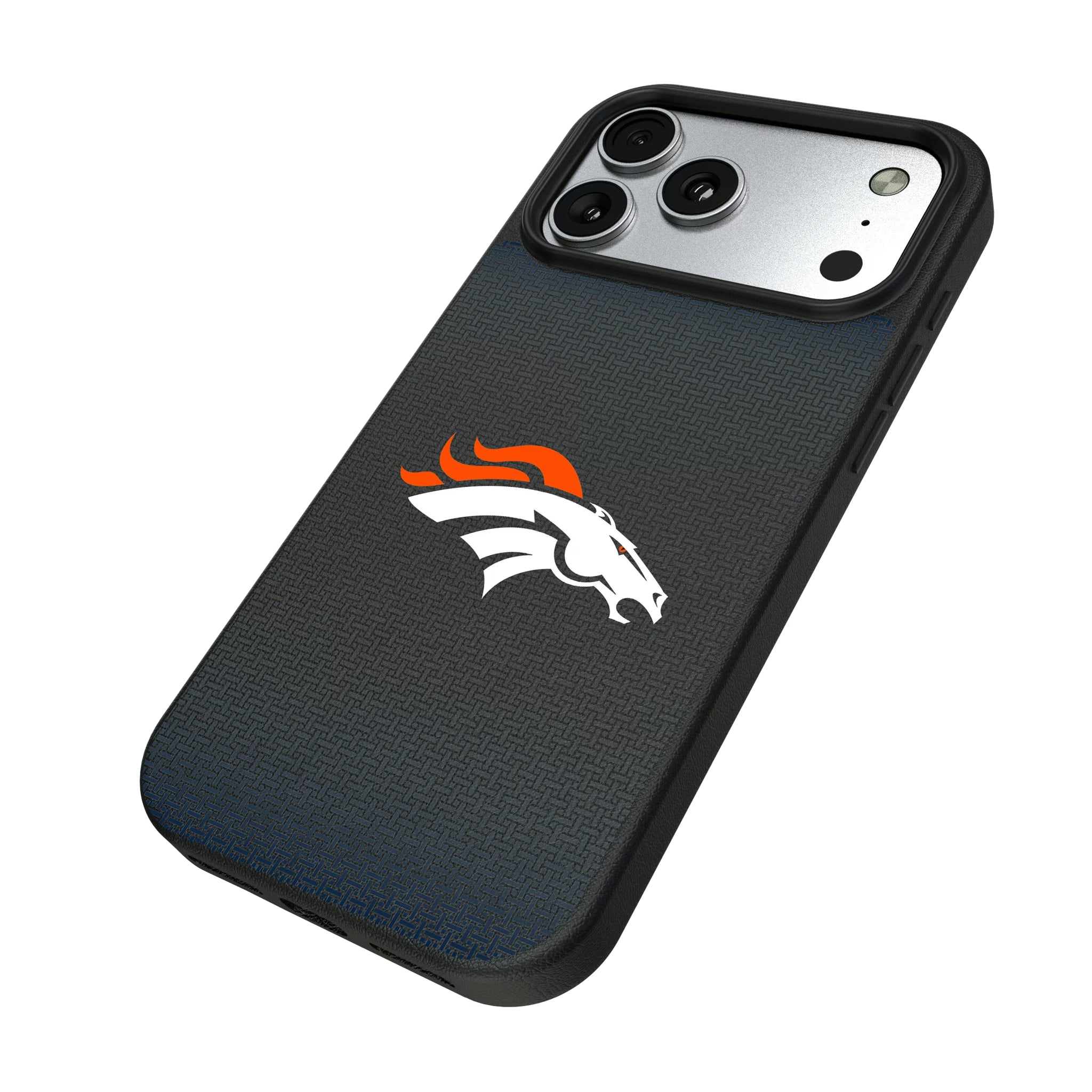 Denver Broncos Linen iPhone MagSafe Compatible Phone Case for Apple iPhone - Isometric View#Device_iPhone 17 Pro Max