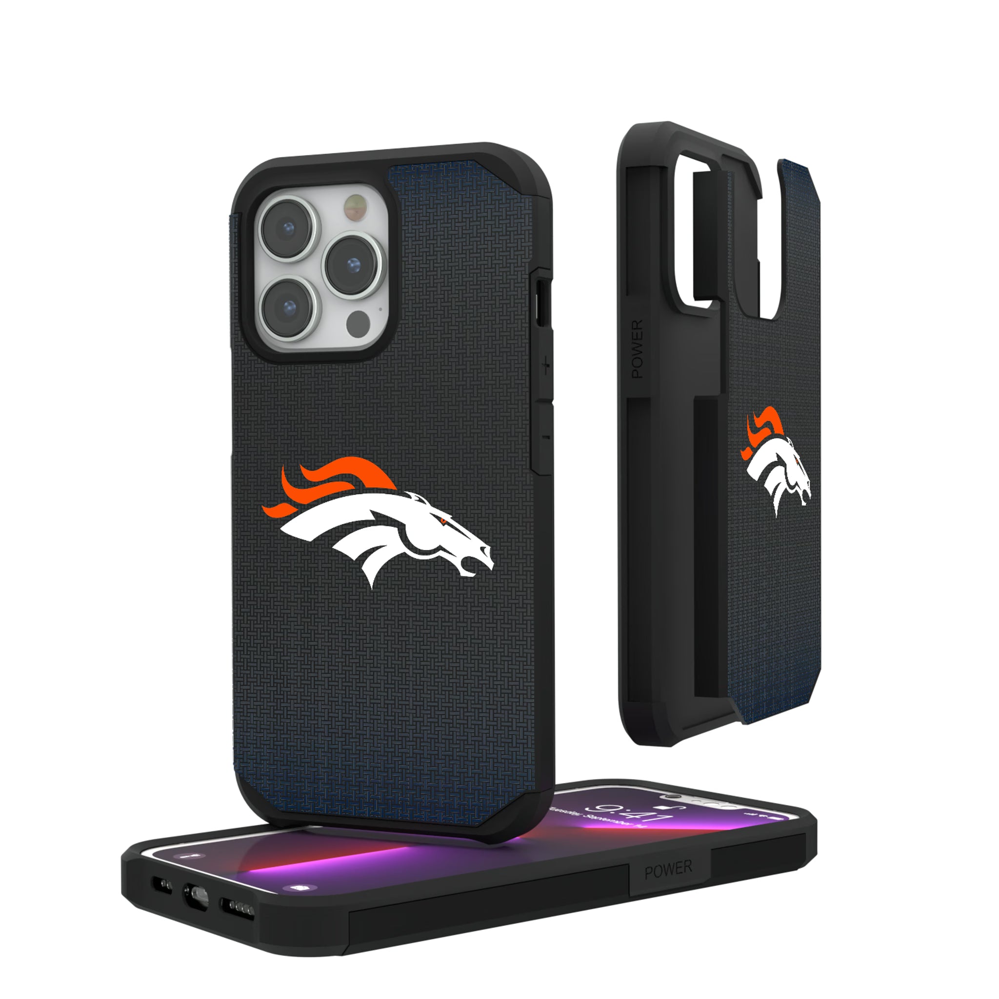 Denver Broncos Linen iPhone Rugged Phone Case for Apple iPhone#Device_iPhone 13 Pro