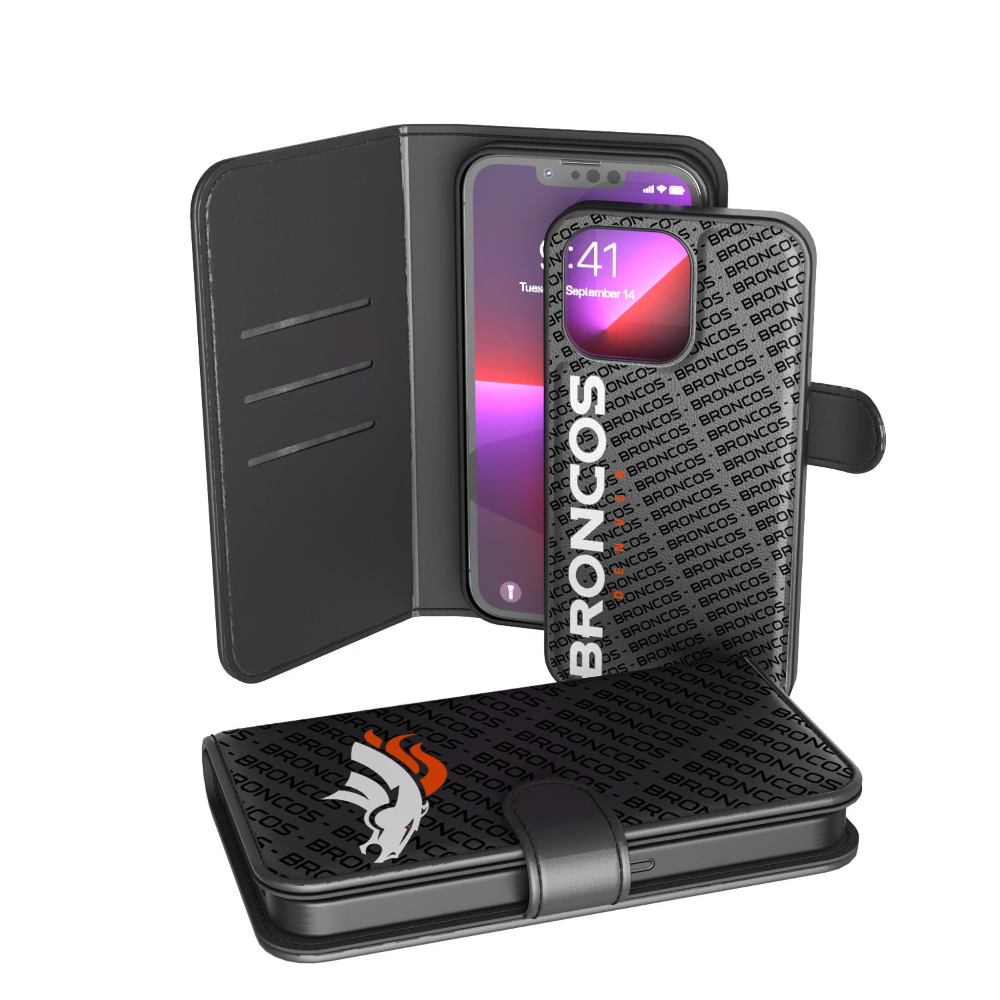 Denver Broncos Monocolor Tilt iPhone Wallet Phone Case for Apple iPhone