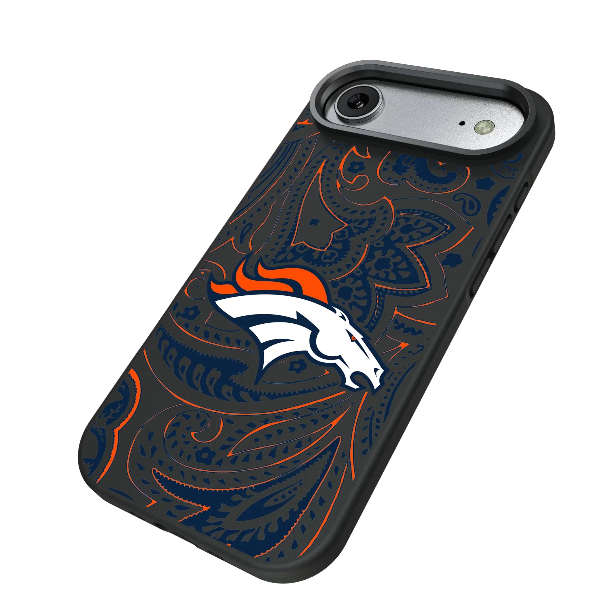 Denver Broncos Paisley iPhone Bump Phone Case for Apple iPhone - Isometric View#Device_iPhone Air