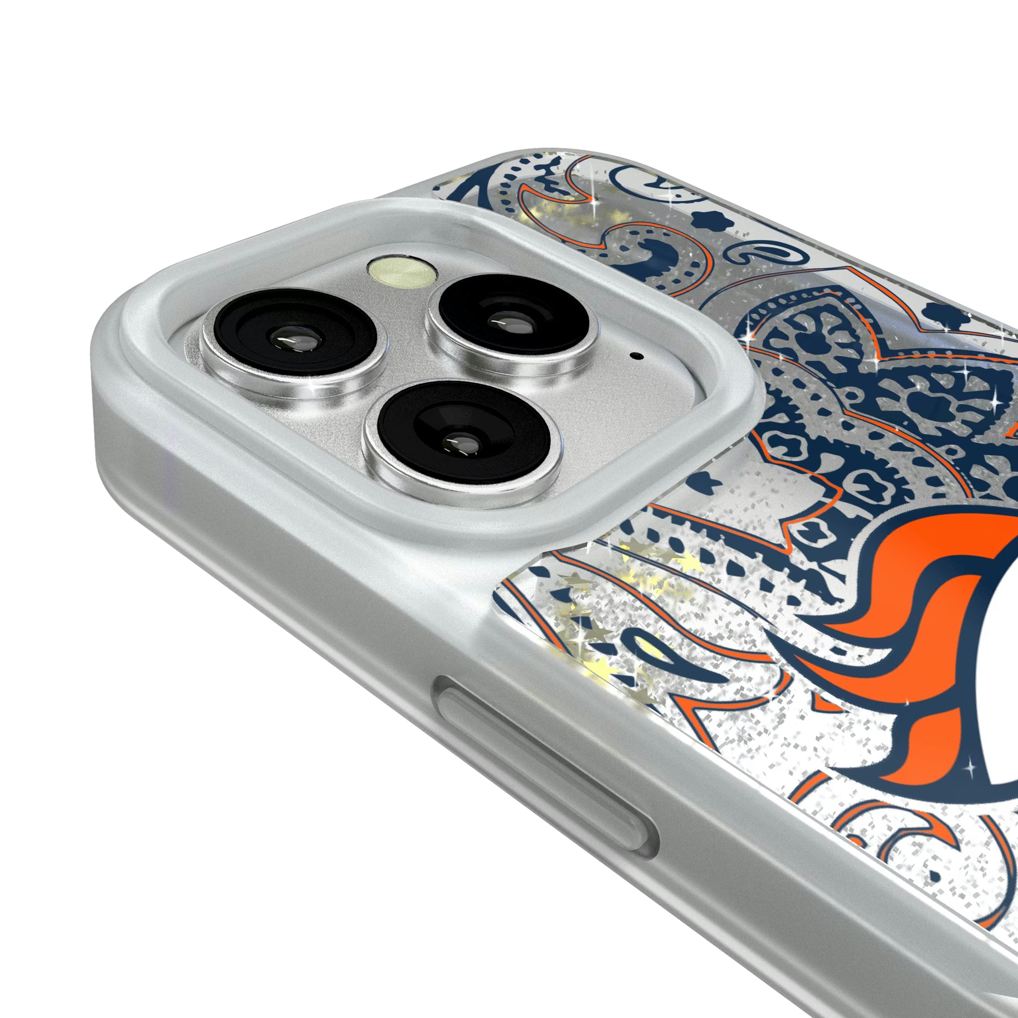 Denver Broncos Paisley iPhone Glitter Phone Case for Apple iPhone - Detail#Device_iPhone 16 Pro