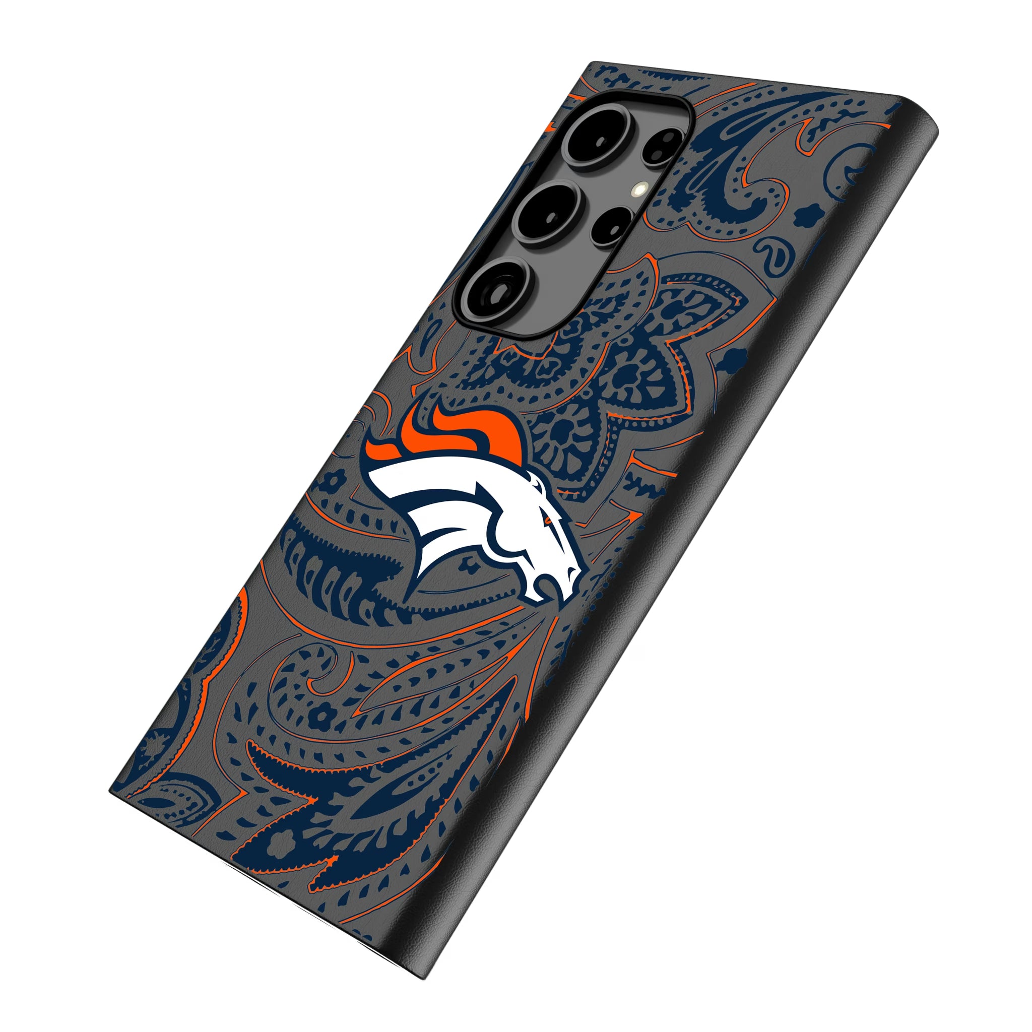 Denver Broncos Paisley Galaxy MagSafe Compatible Phone Case for Samsung Galaxy - Isometric View
