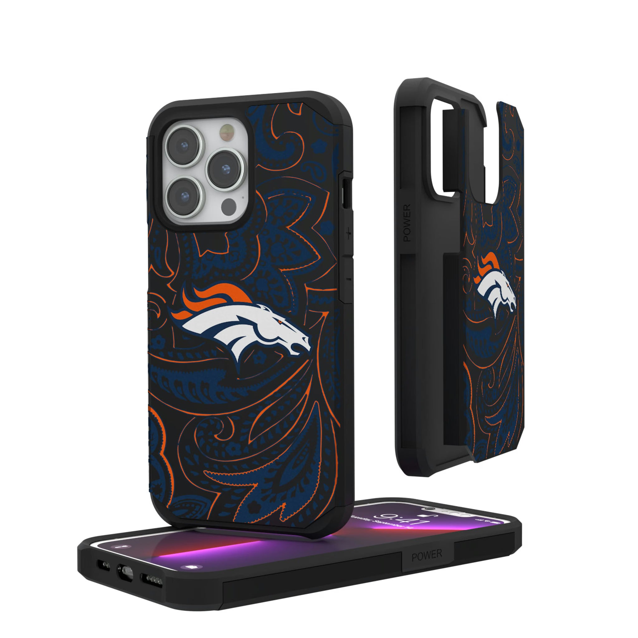 Denver Broncos Paisley iPhone Rugged Phone Case for Apple iPhone