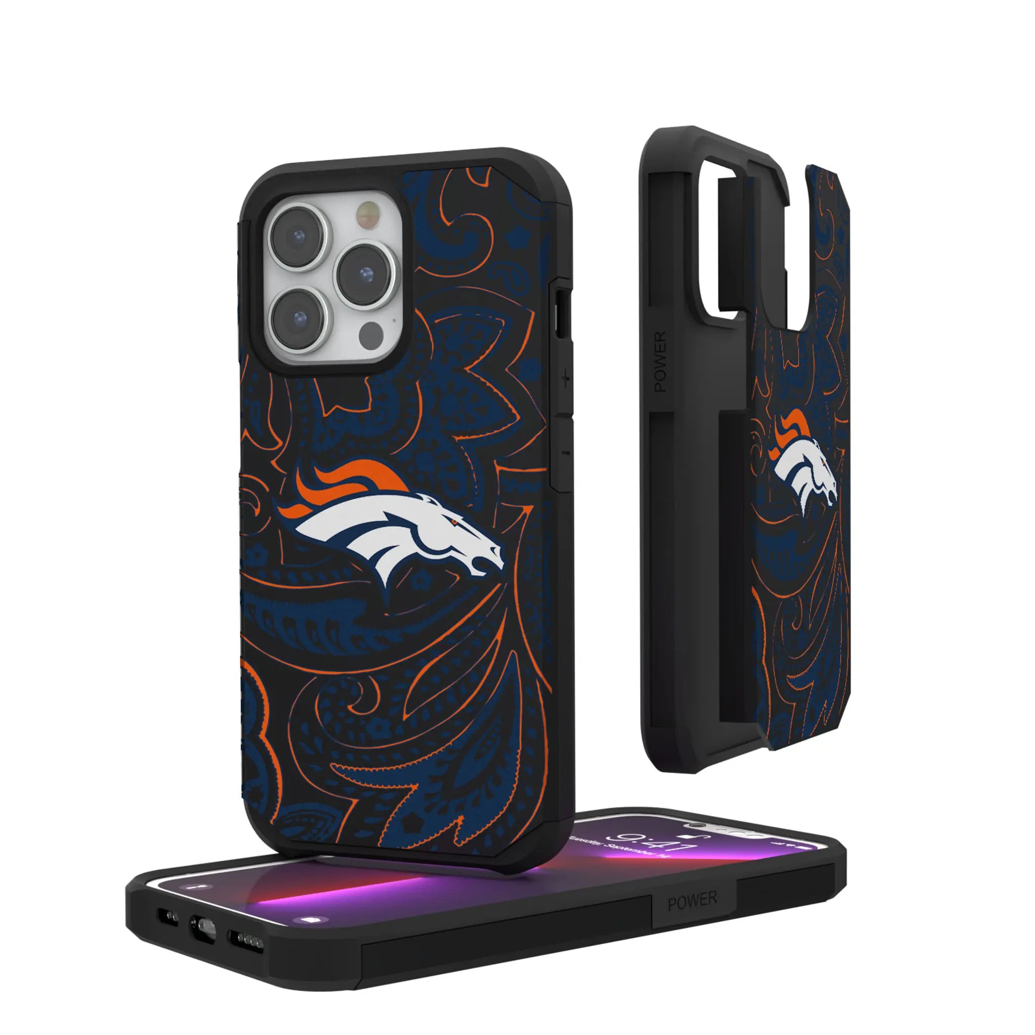 Denver Broncos Paisley iPhone Rugged Phone Case for Apple iPhone
