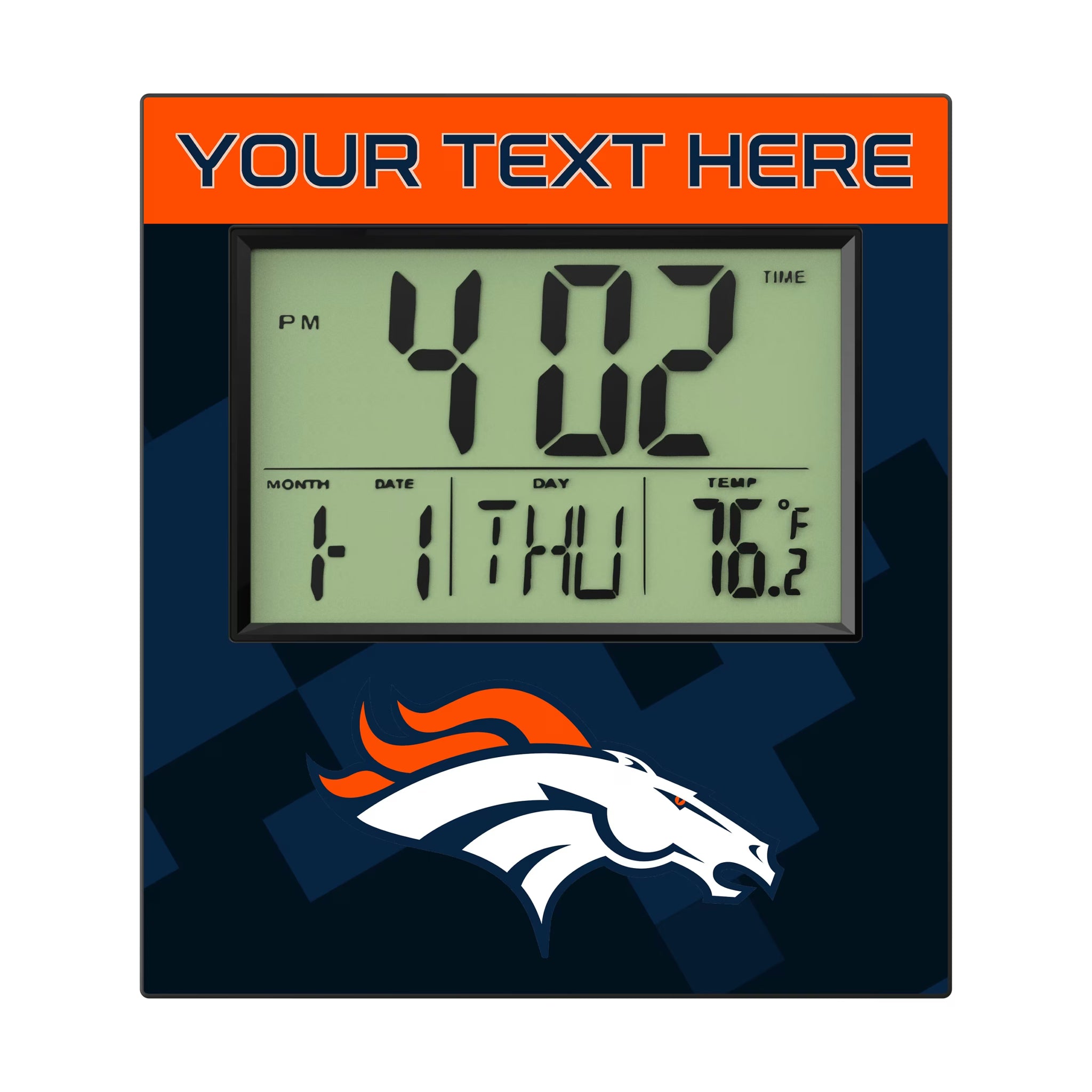 Denver Broncos Personalized Color Block Wall Clock
