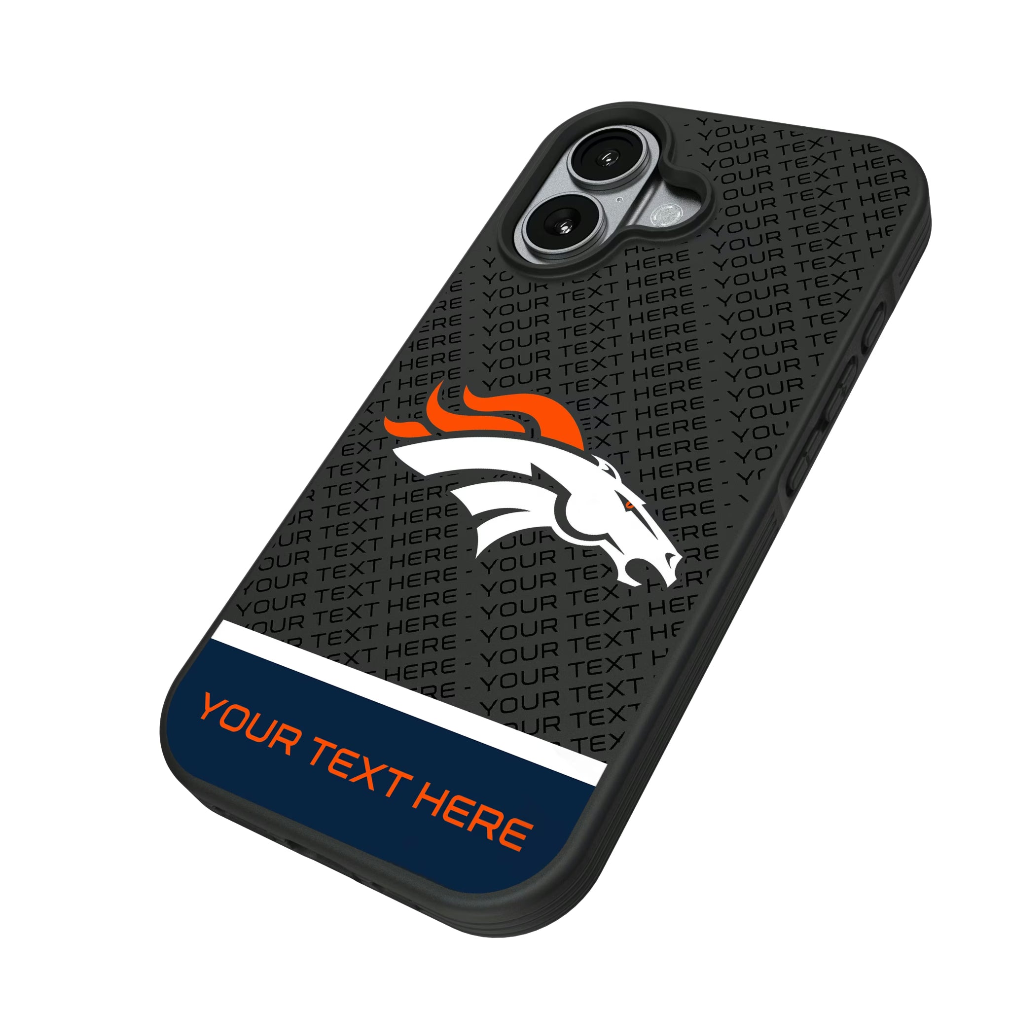 Denver Broncos Personalized EndZone Plus iPhone Bump Phone Case for Apple iPhone - Isometric View#Device_iPhone 17