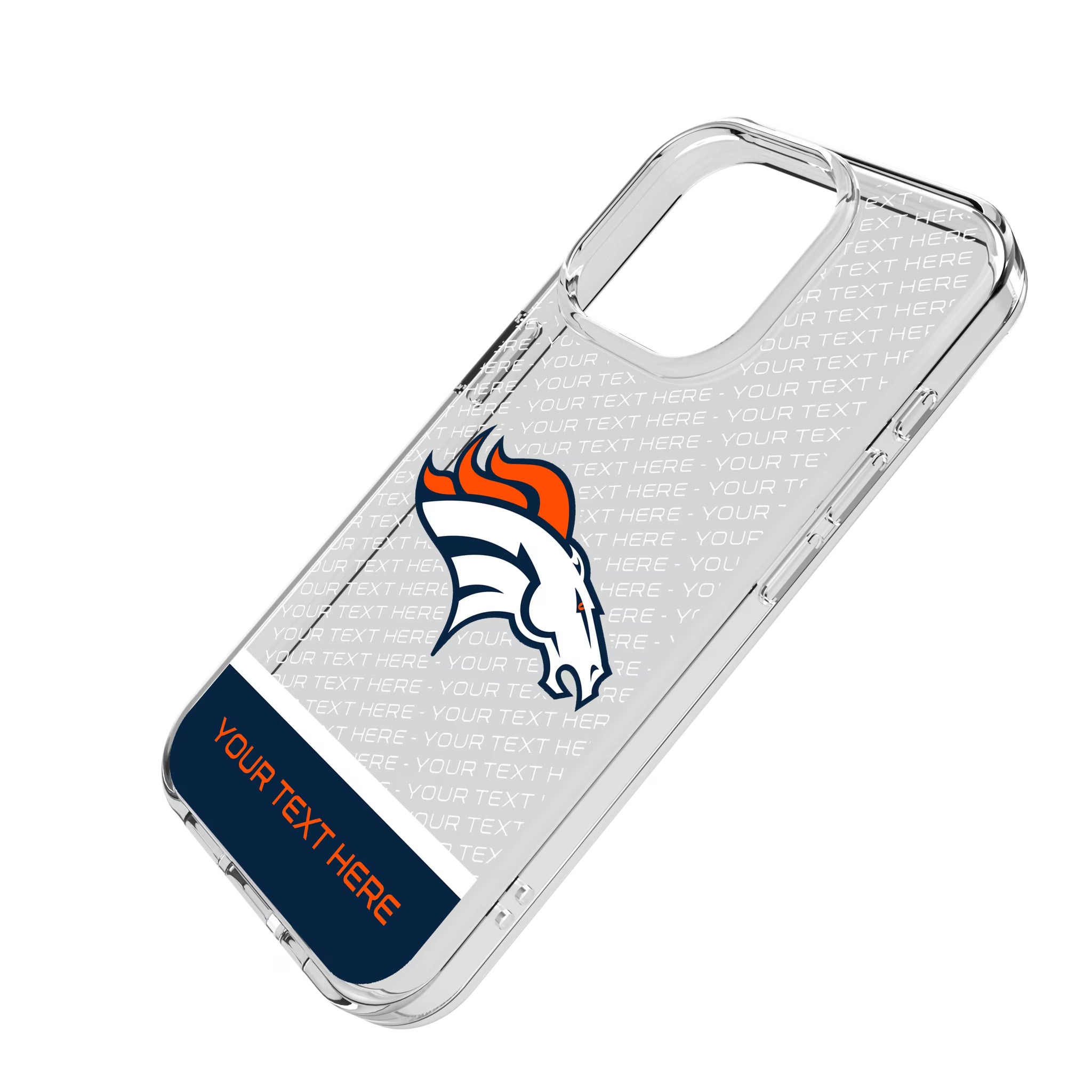 Denver Broncos Personalized EndZone Plus iPhone Clear Phone Case for Apple iPhone - Isometric View