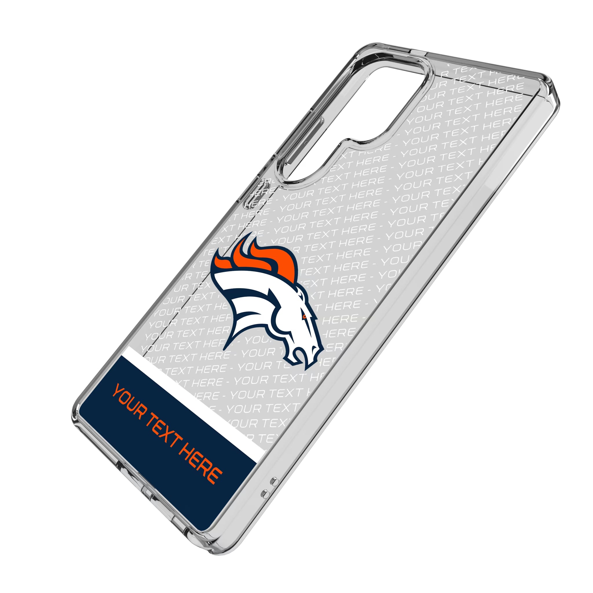 Denver Broncos Personalized EndZone Plus Galaxy Clear Phone Case for Samsung Galaxy - Isometric View