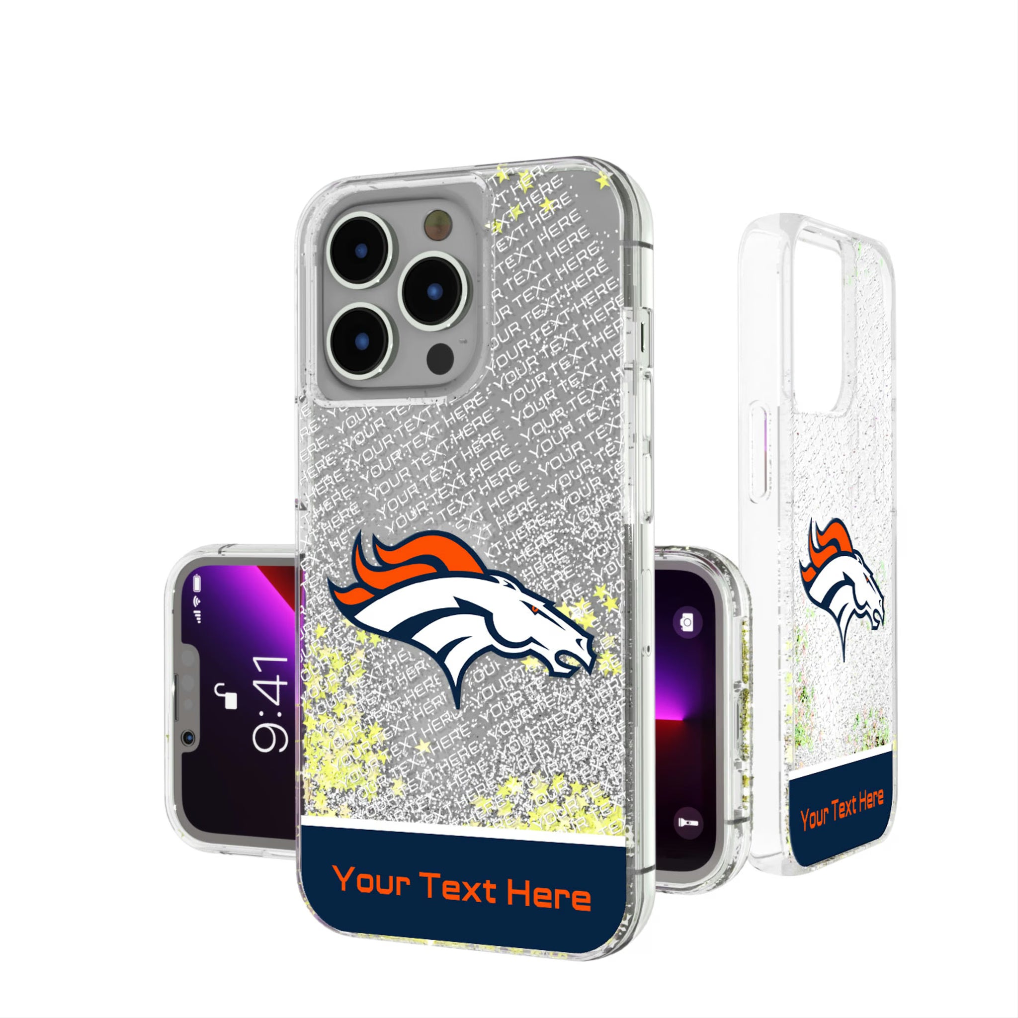 Denver Broncos Personalized EndZone Plus iPhone Glitter Phone Case for Apple iPhone