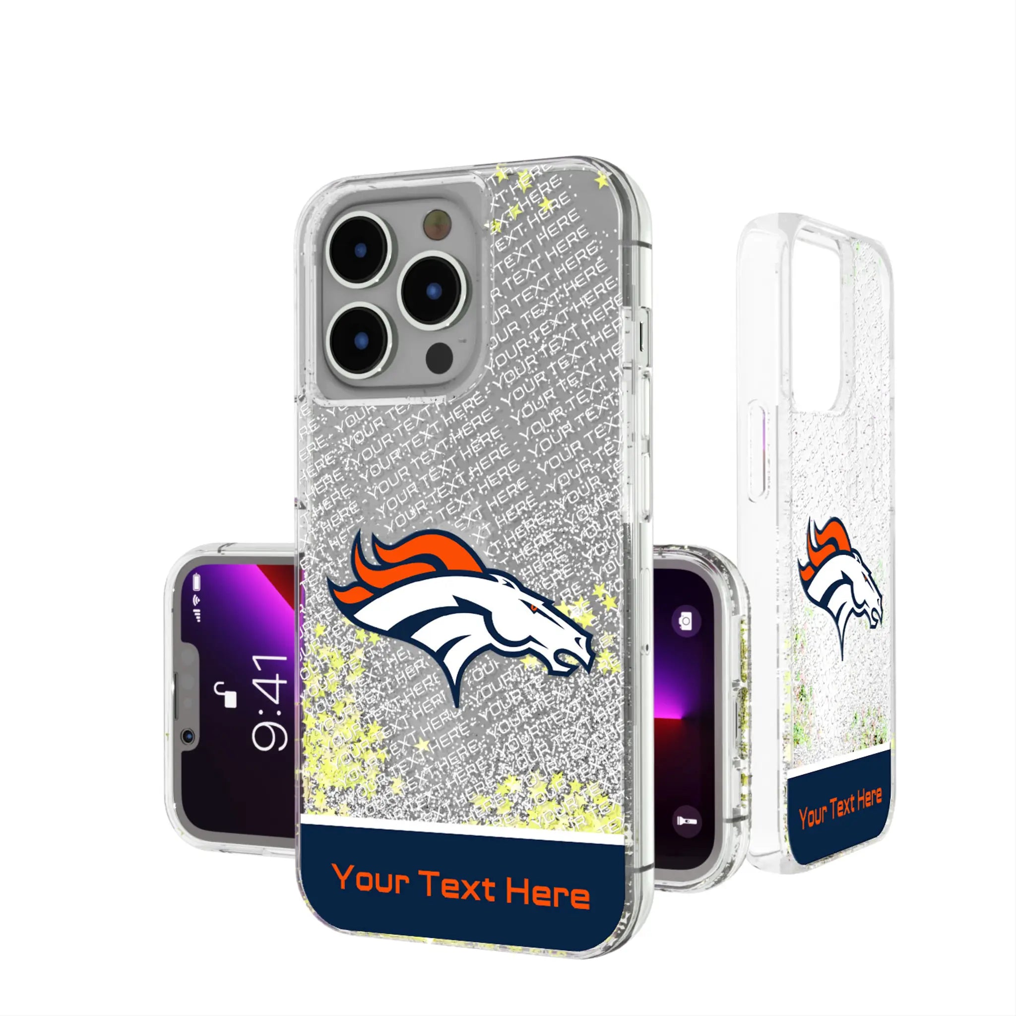 Denver Broncos Personalized EndZone Plus iPhone Glitter Phone Case for Apple iPhone