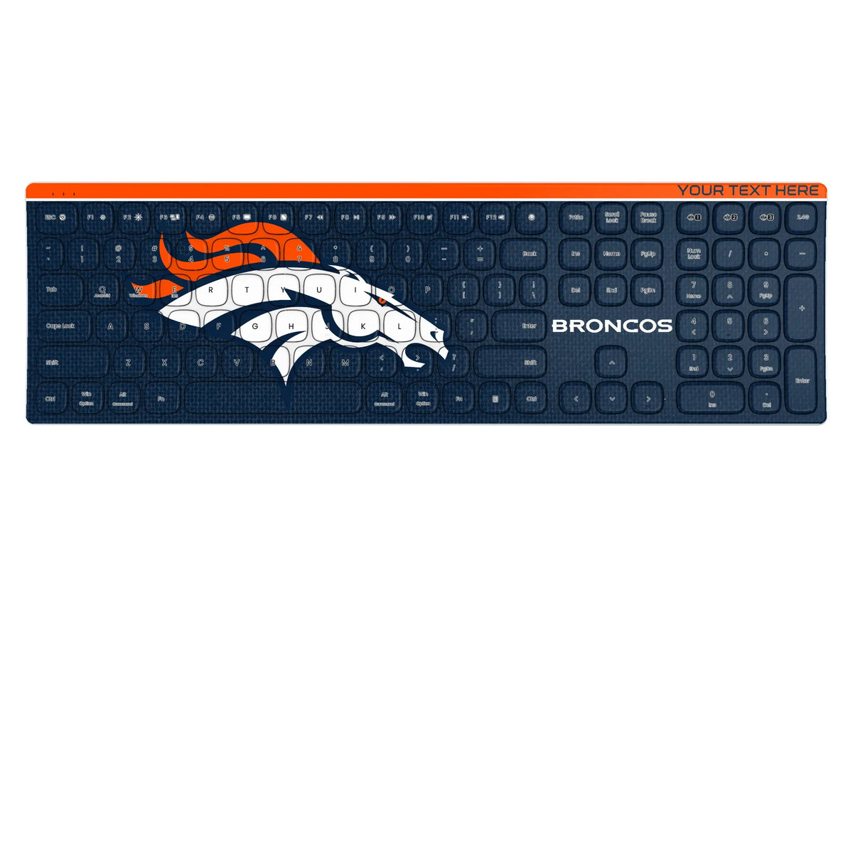 Denver Broncos Personalized Endzone Solid KKB605 Curved Wireless Keyboard