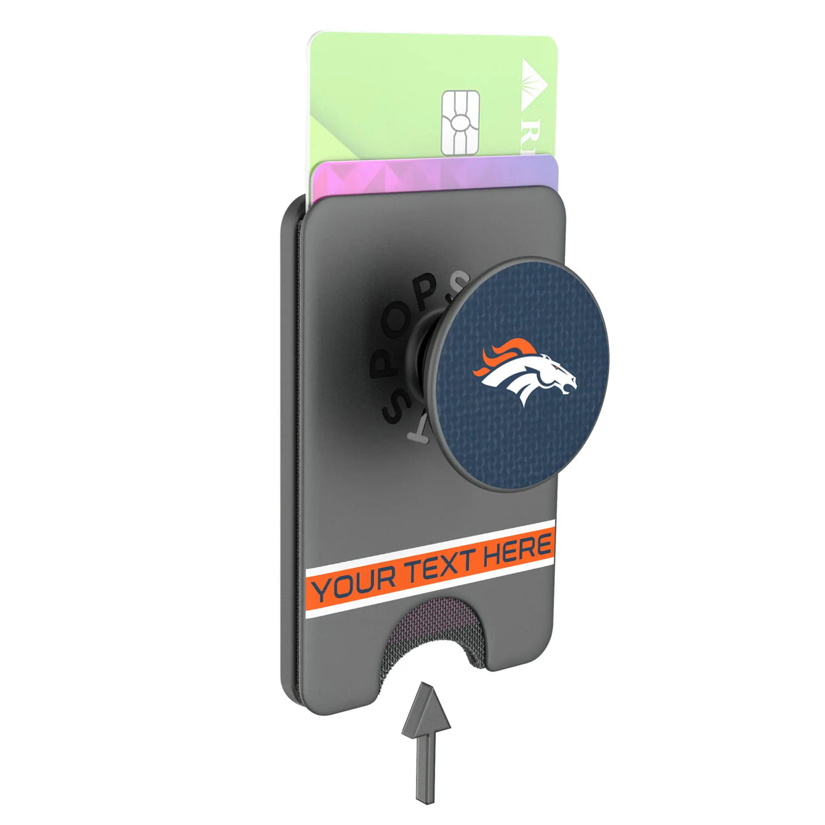 Denver Broncos Personalized Endzone Solid Popsockets Wallet Magnetic - Detail