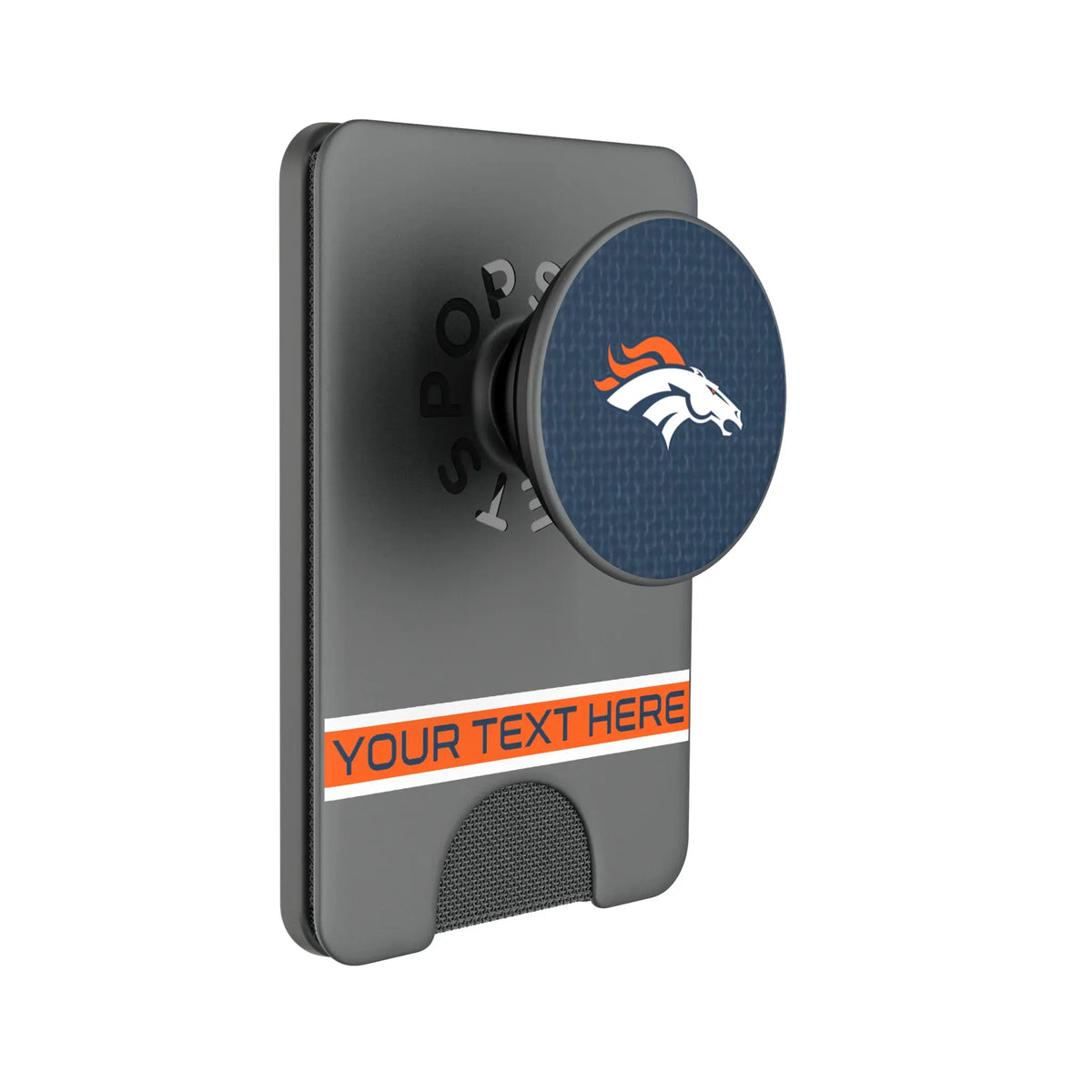 Denver Broncos Personalized Endzone Solid Popsockets Wallet Magnetic