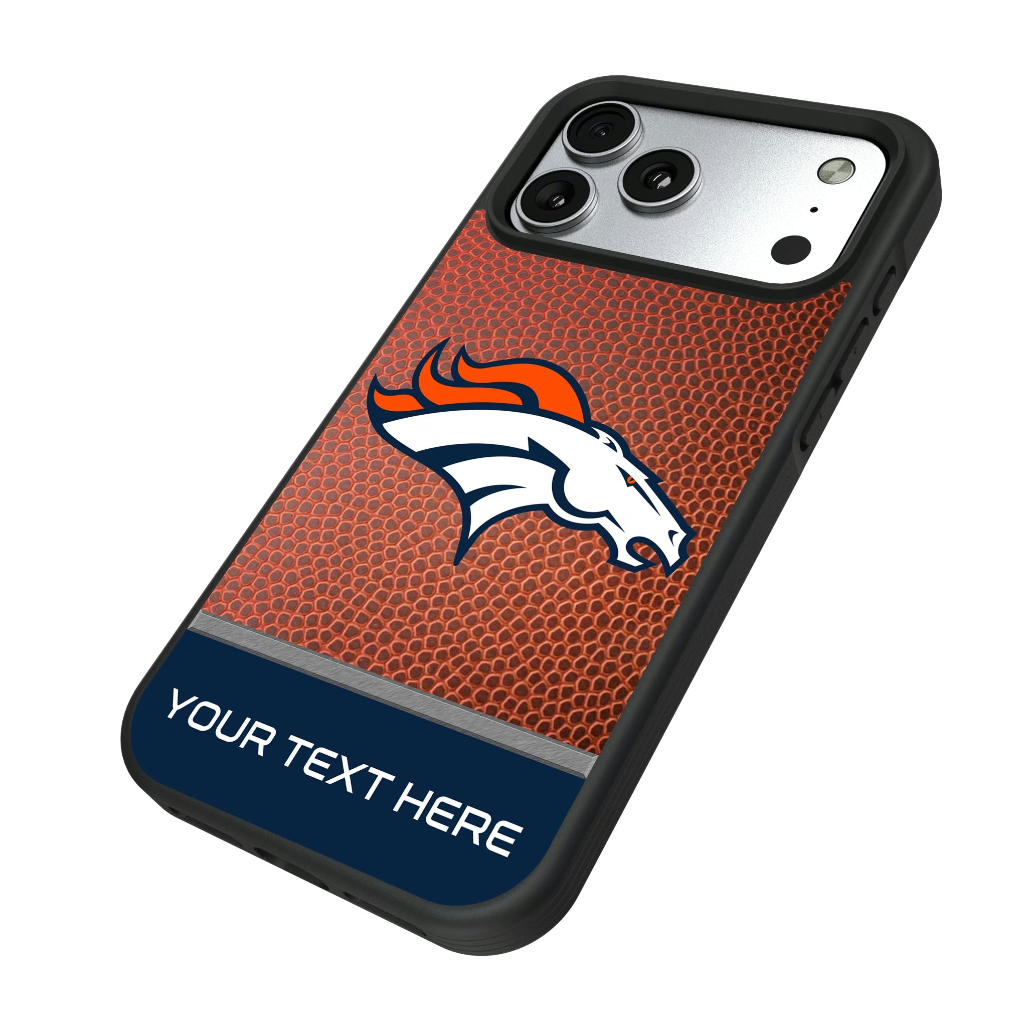 Denver Broncos Personalized Football iPhone Bump Phone Case for Apple iPhone - Isometric View#Device_iPhone 17 Pro Max