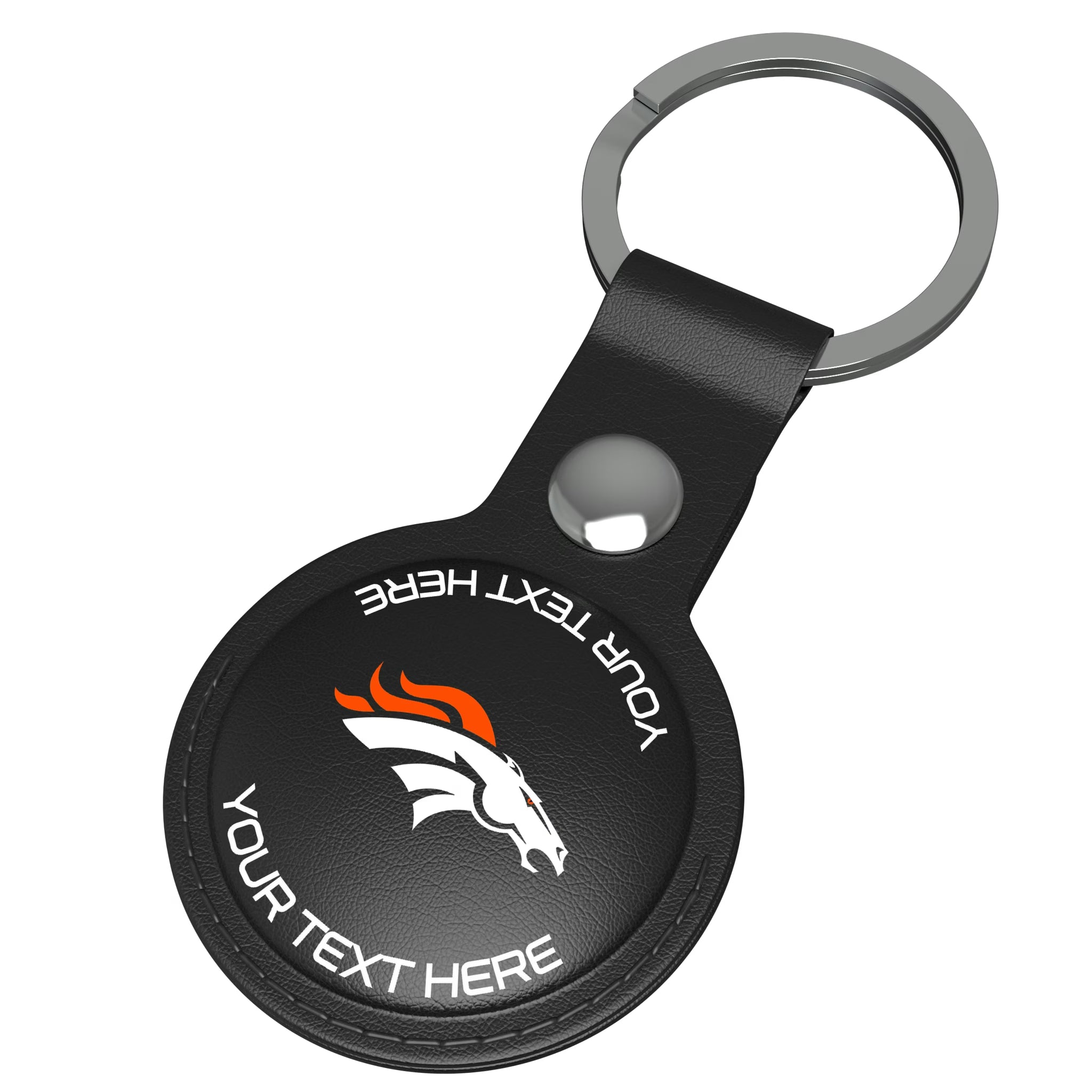 Denver Broncos Personalized Insignia AirTag Black Airtag Holder - Isometric View