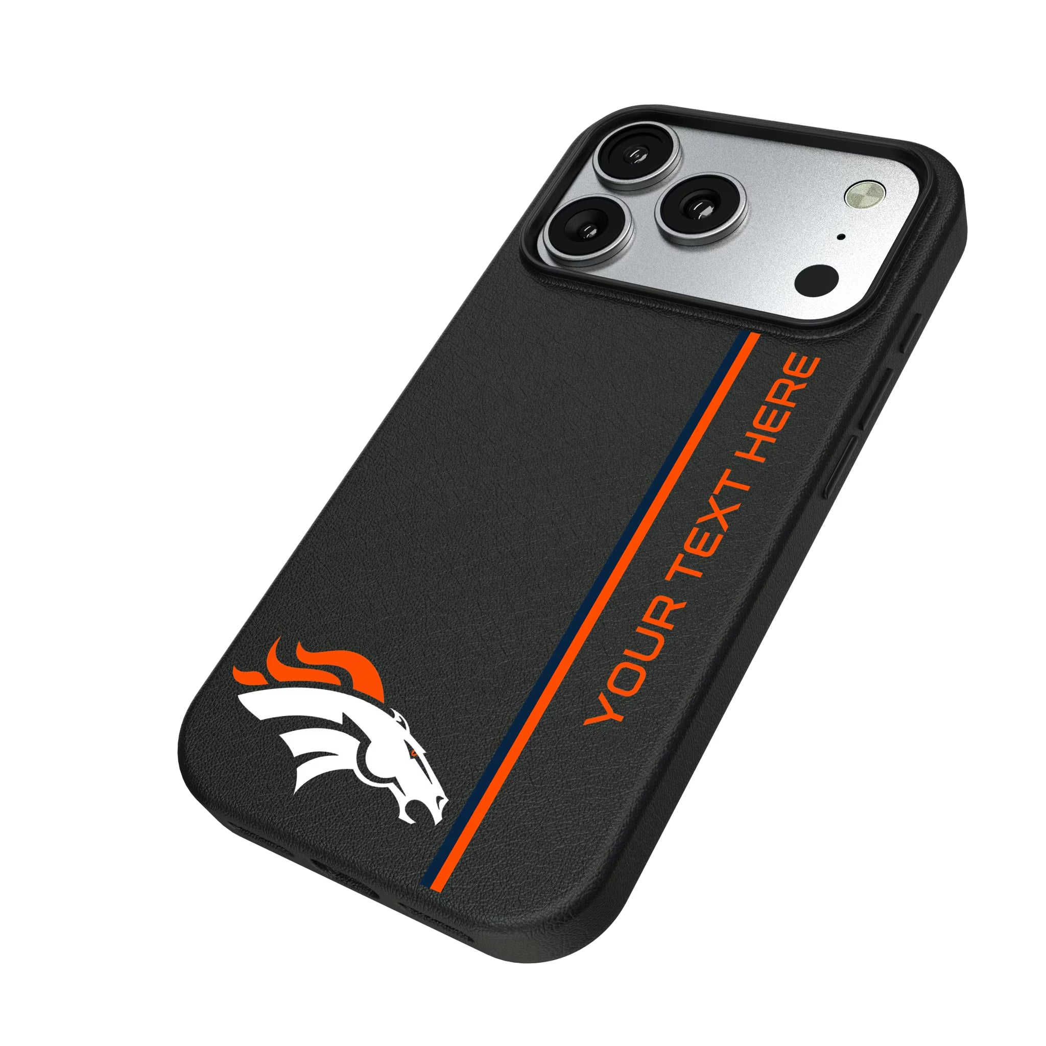 Denver Broncos Personalized Sidebard iPhone MagSafe Compatible Phone Case for Apple iPhone - Isometric View#Device_iPhone 17 Pro