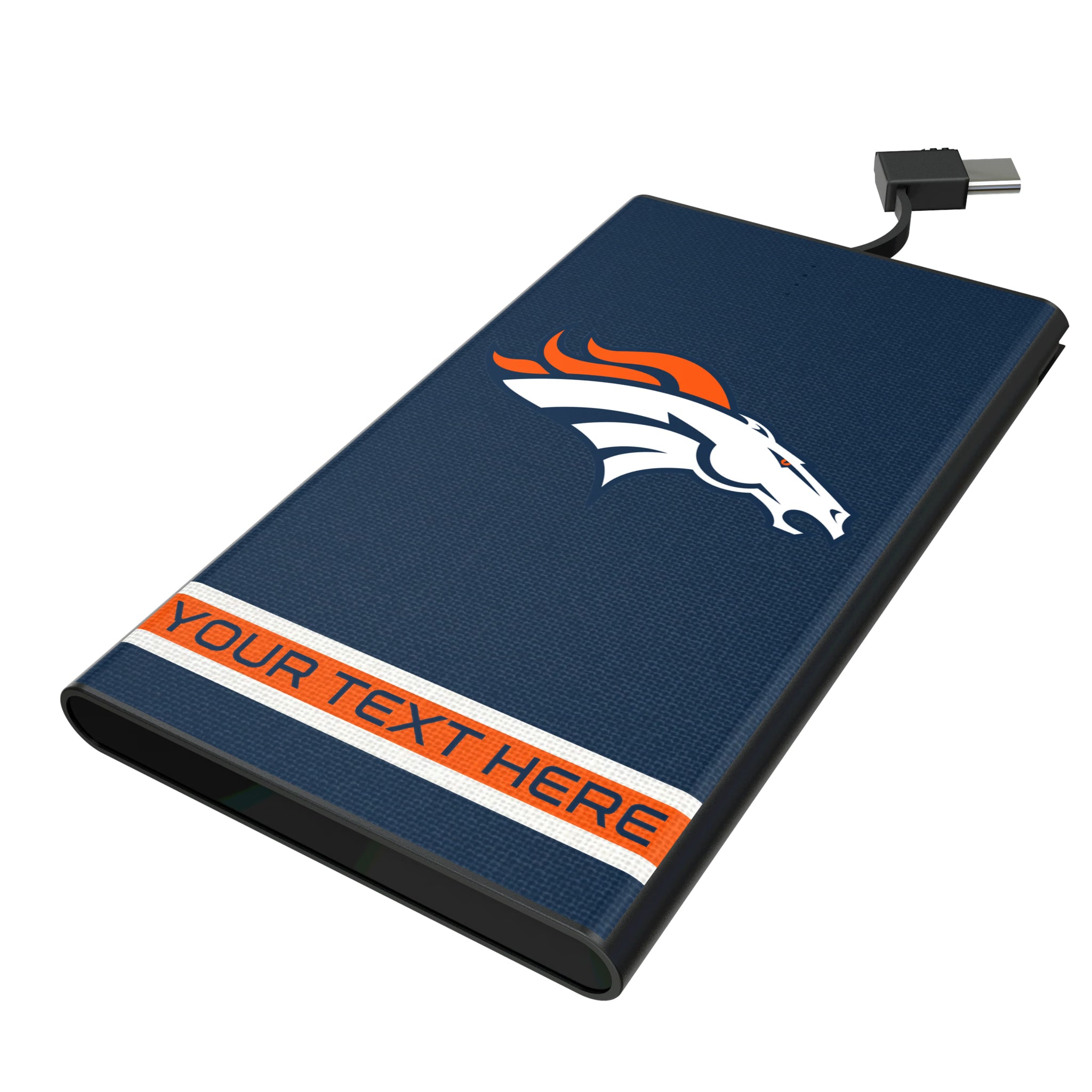 Denver Broncos Personalized Stripe 5000mAh Flat Powerbank