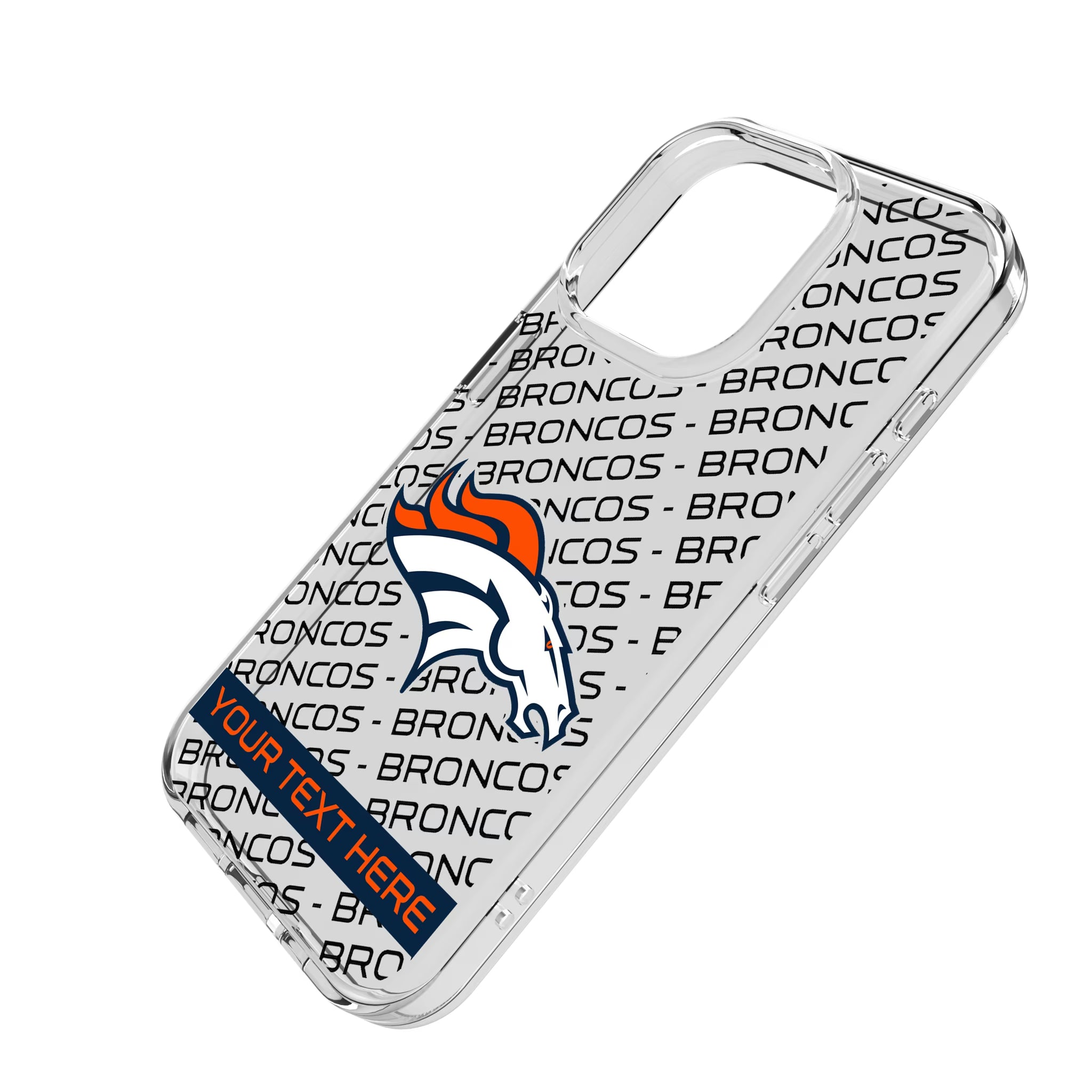 Denver Broncos Personalized Tilt iPhone Clear Phone Case for Apple iPhone - Isometric View